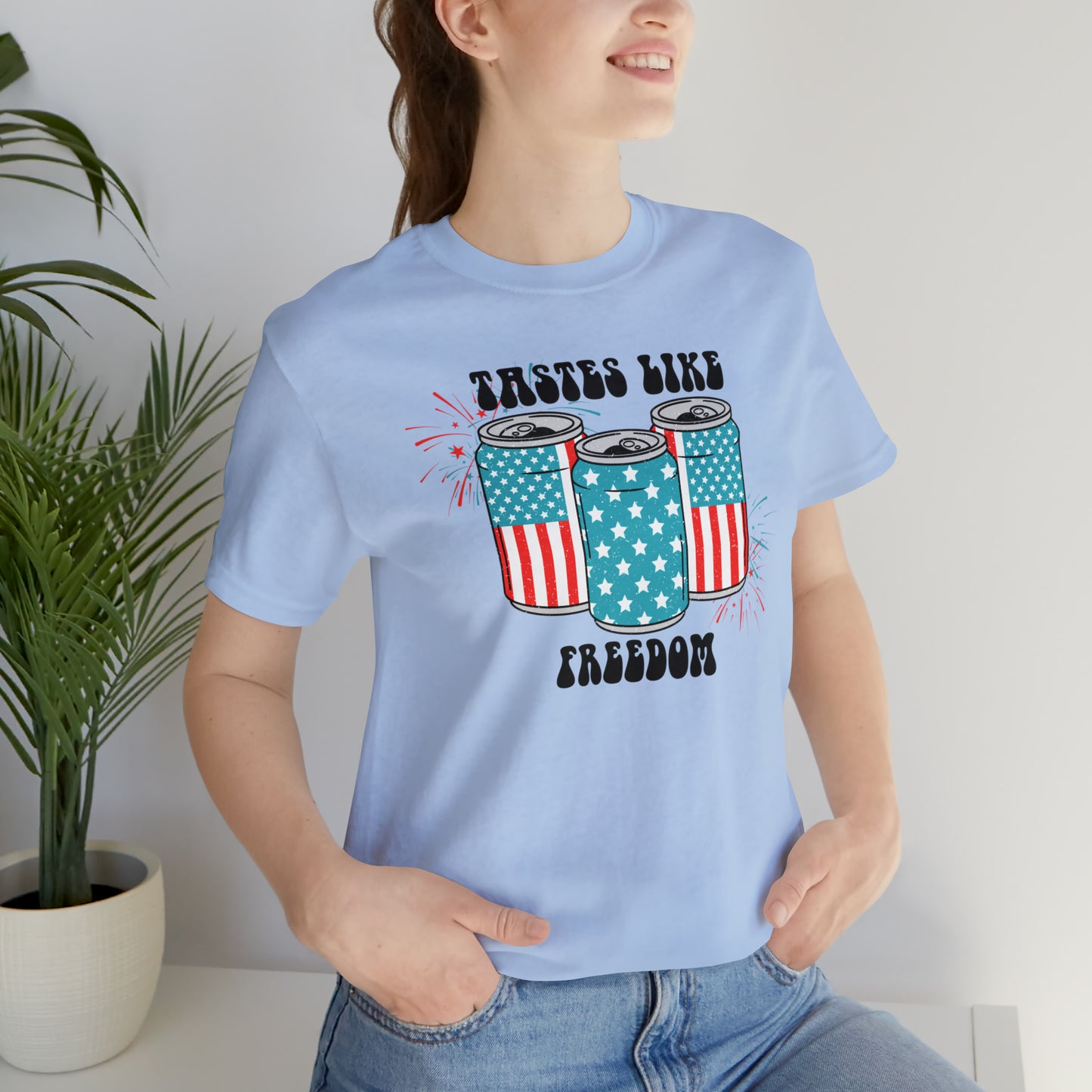 American USA Tastes Like Freedom Beverage Can Unisex Jersey Short Sleeve Tee