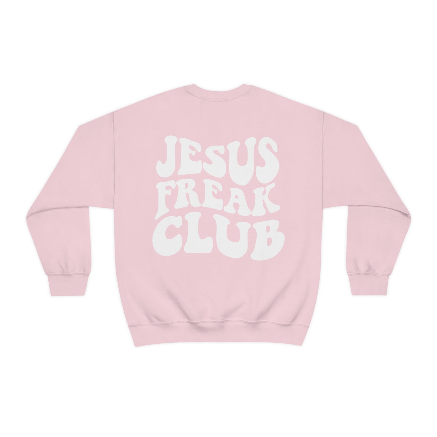 Vintage Jesus Freak Club Front & Back Design White Logo Unisex Heavy Blend™ Crewneck Sweatshirt