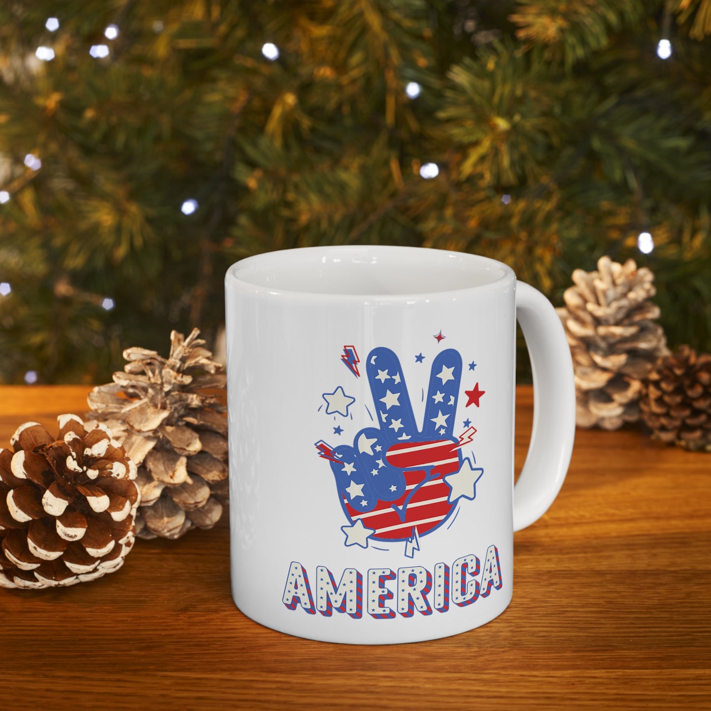 USA/ United States Peace Sign America Ceramic Mug 11oz