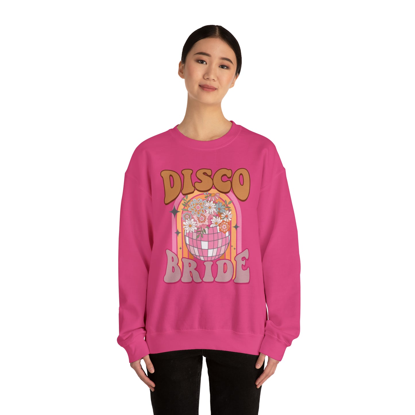 Retro Disco Bride Mirror Ball Bride Unisex Heavy Blend™ Crewneck Sweatshirt