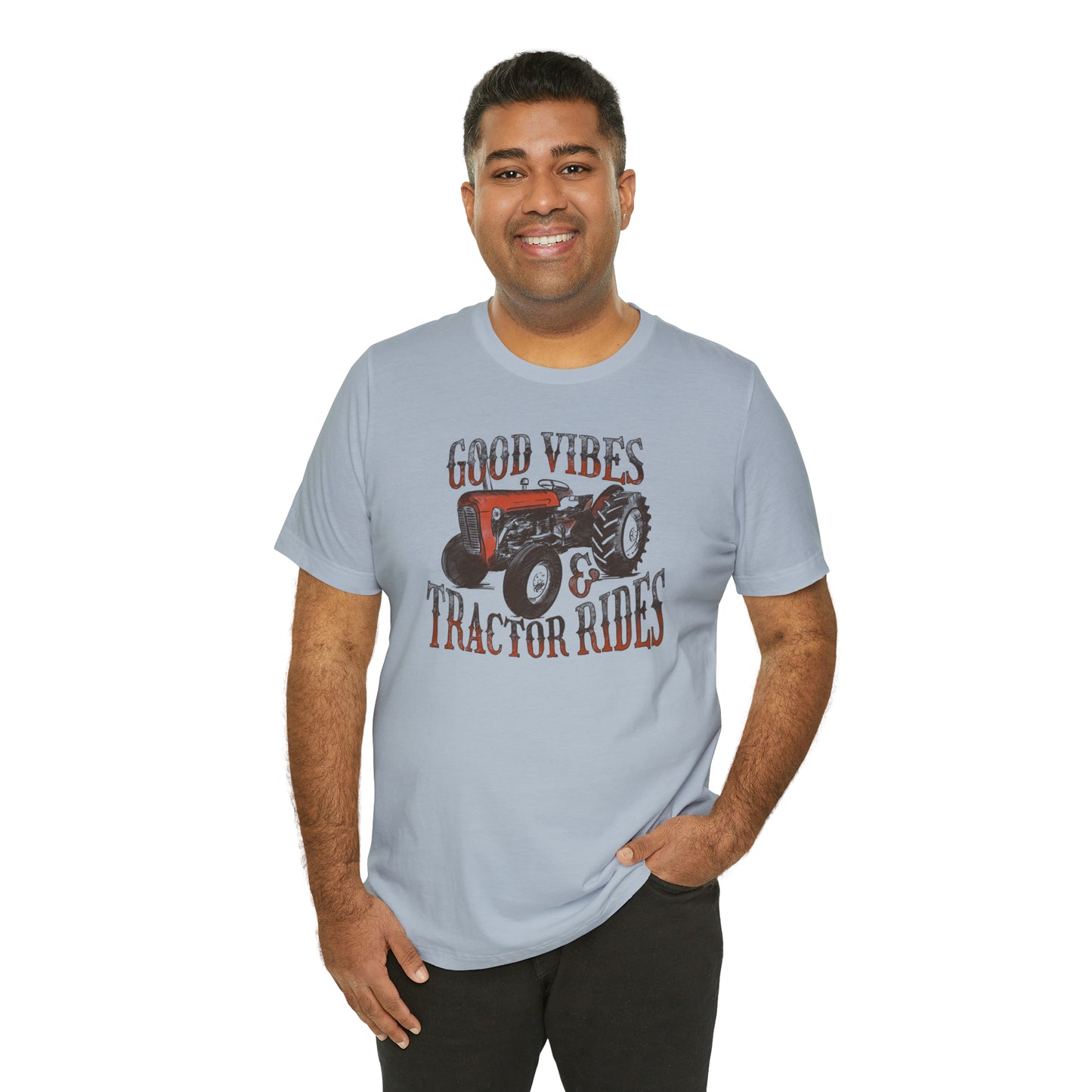 Vintage Good Vibes and Tractors Unisex Jersey Short Sleeve Tee