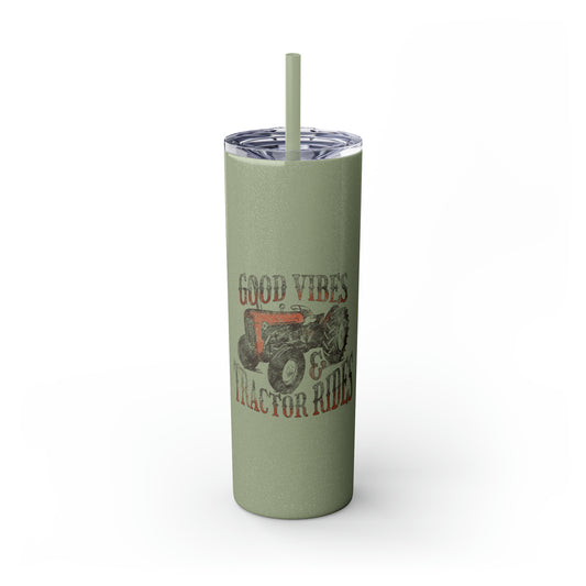 Country Cow Print  Skinny Tumbler with Straw, 20oz