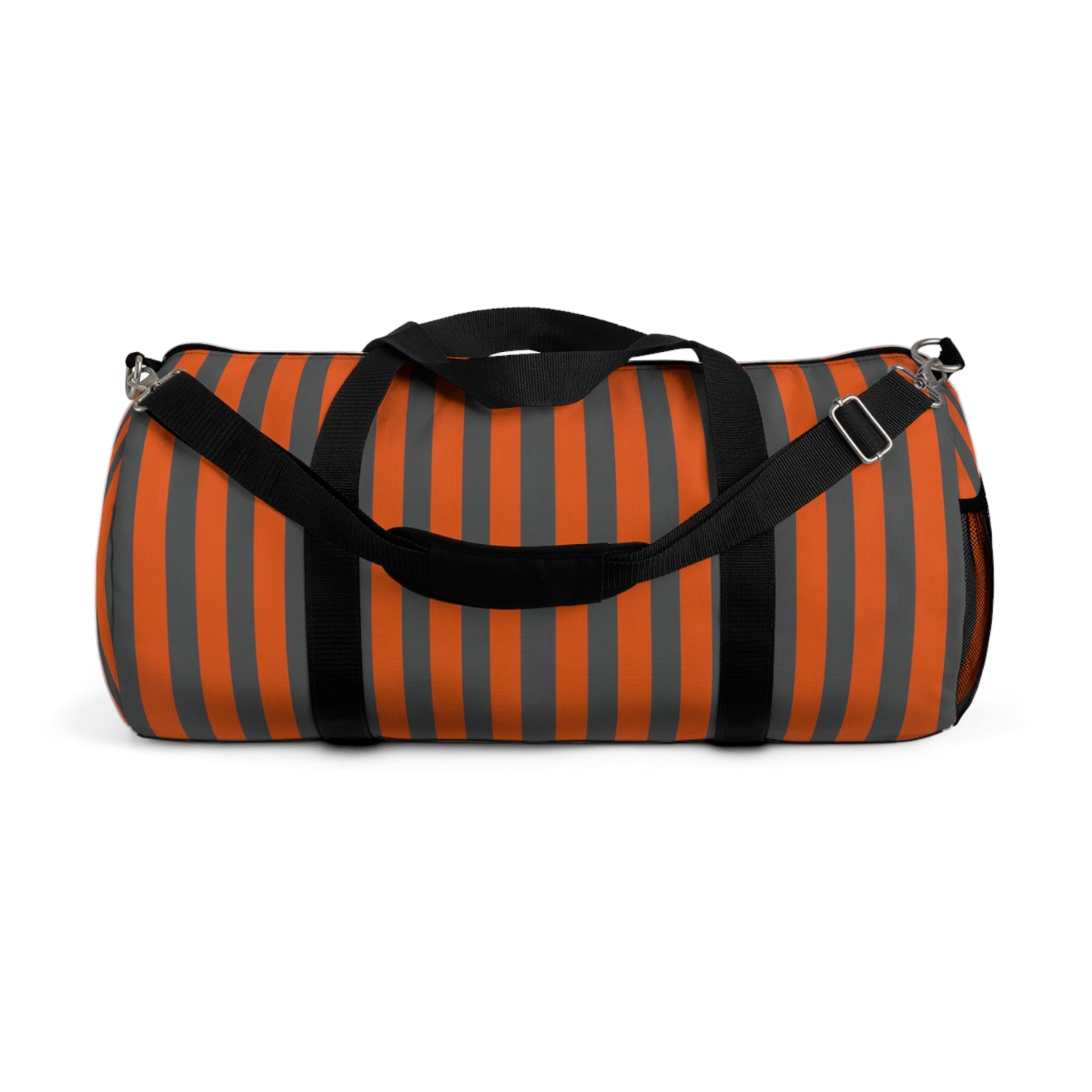 Orange and Gray Striped Duffel Bag