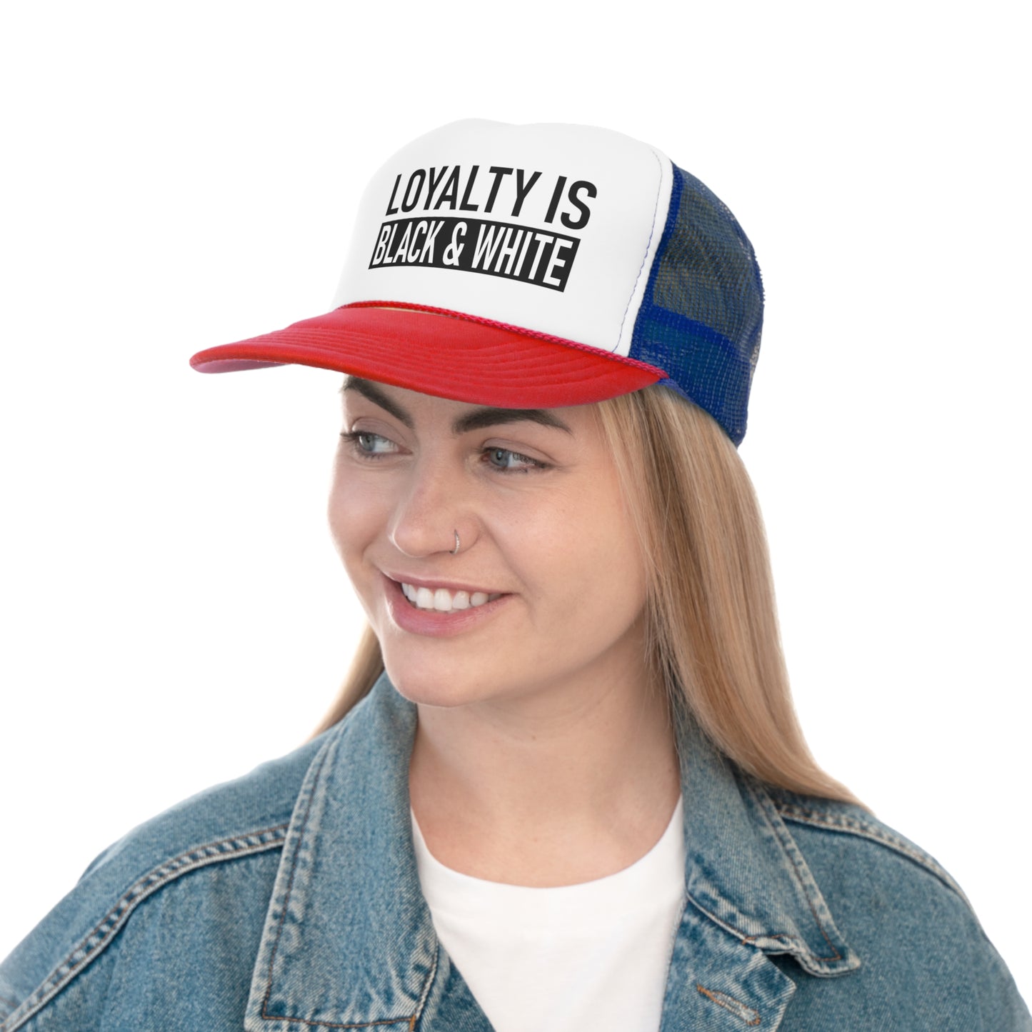 Loyalty is Black and White Tall Trucker Caps