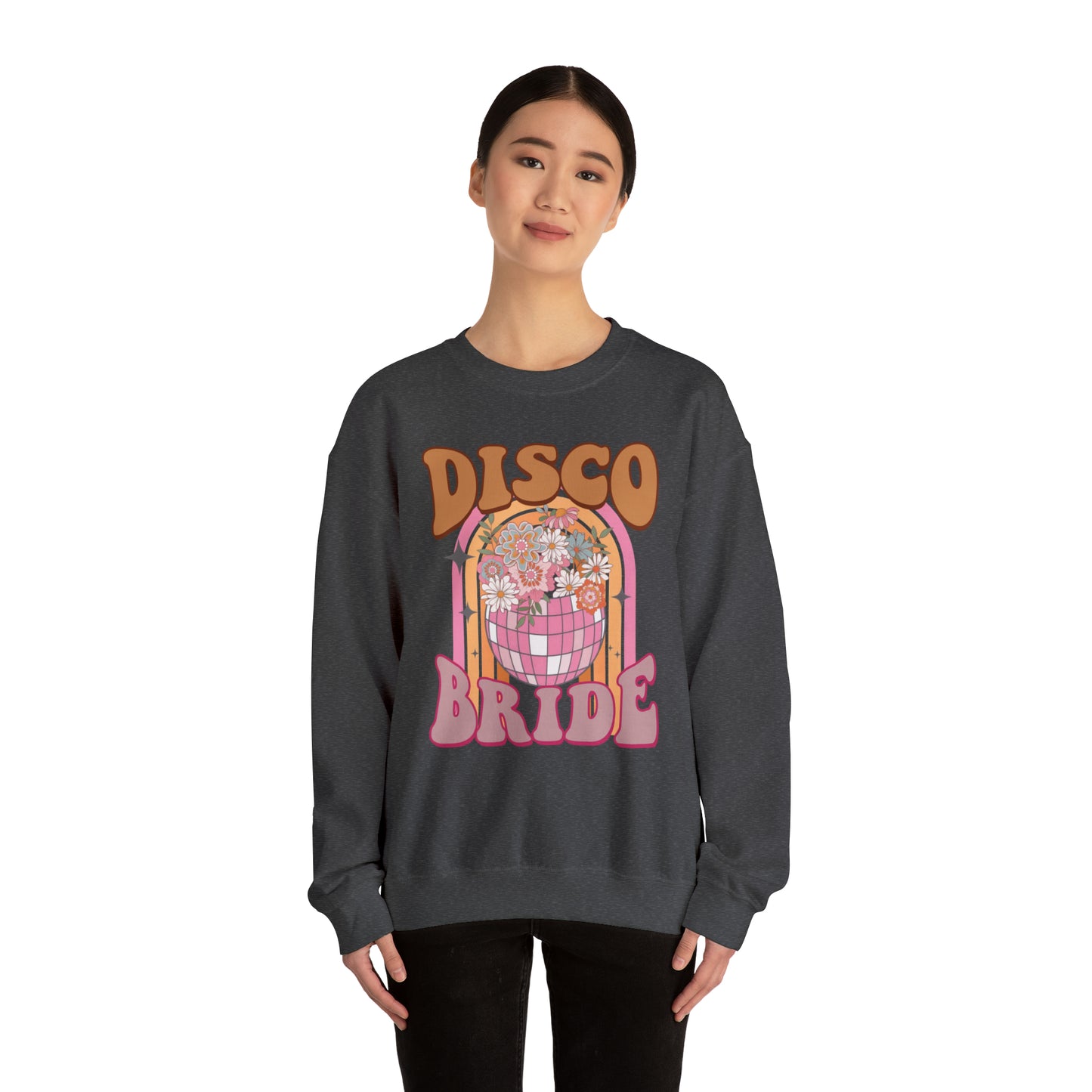 Retro Disco Bride Mirror Ball Bride Unisex Heavy Blend™ Crewneck Sweatshirt