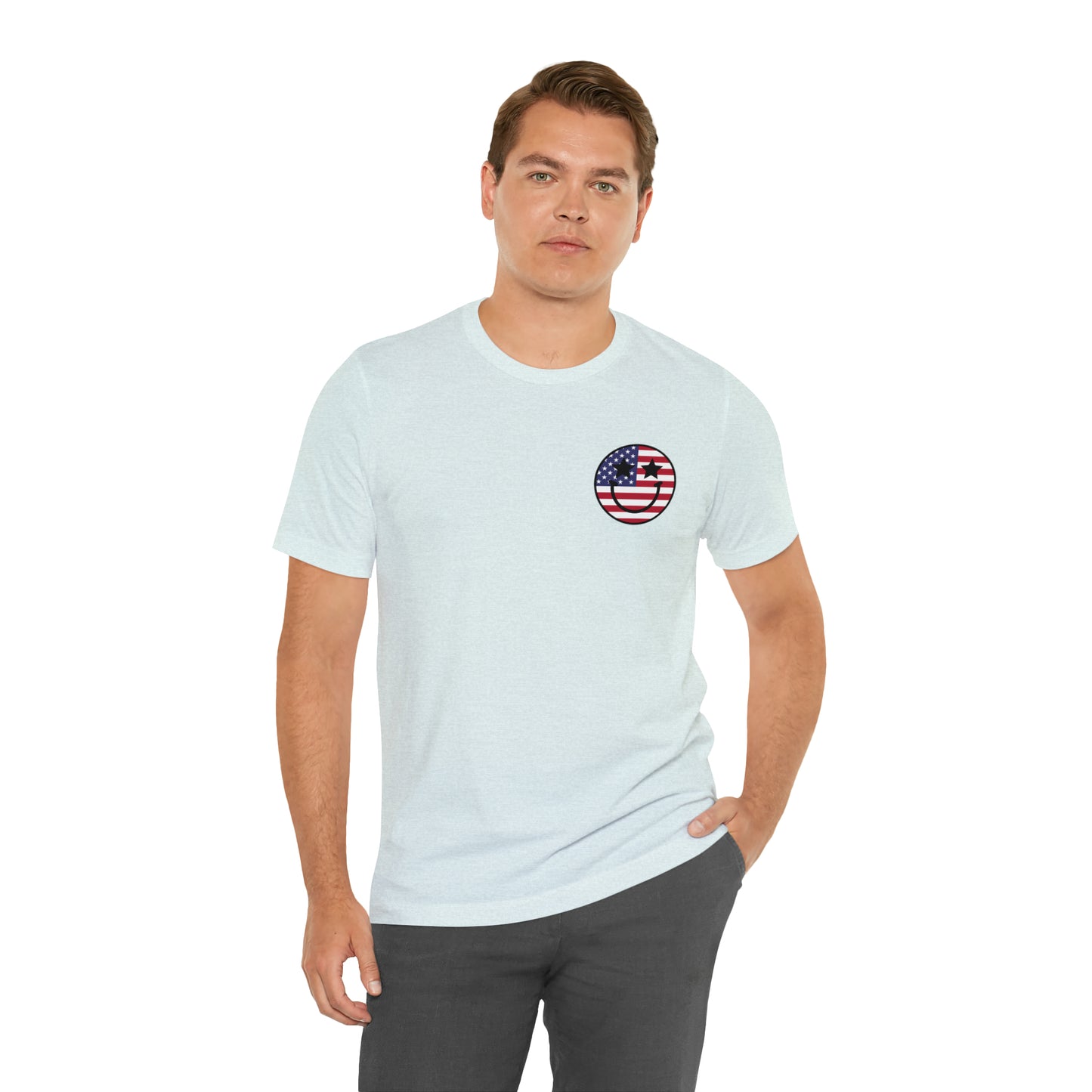 "Jesus Christ Stars and Stripes" (Front and Back Design) Unisex Jersey Short Sleeve Tee