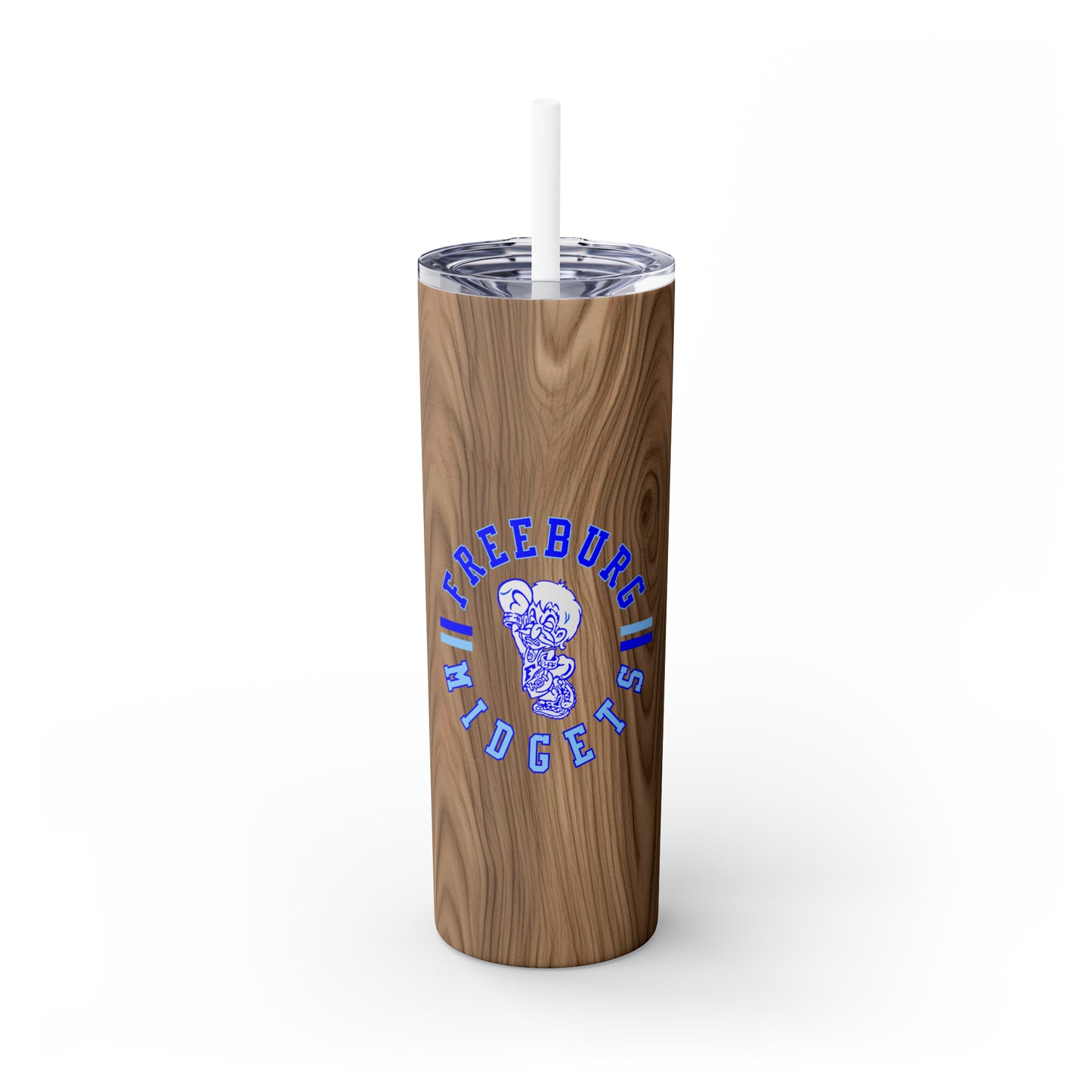 Freeburg Midgets Circle Logo Skinny Tumbler with Pick your Color Straw, 20oz