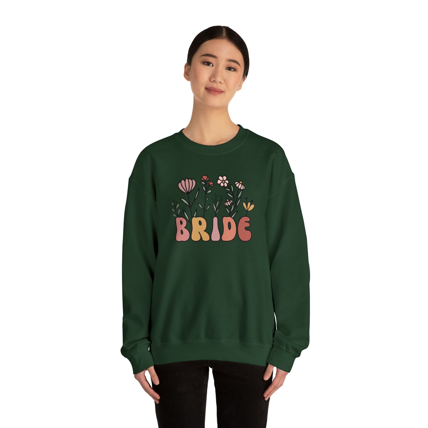 Boho Floral Bride Unisex Heavy Blend™ Crewneck Sweatshirt