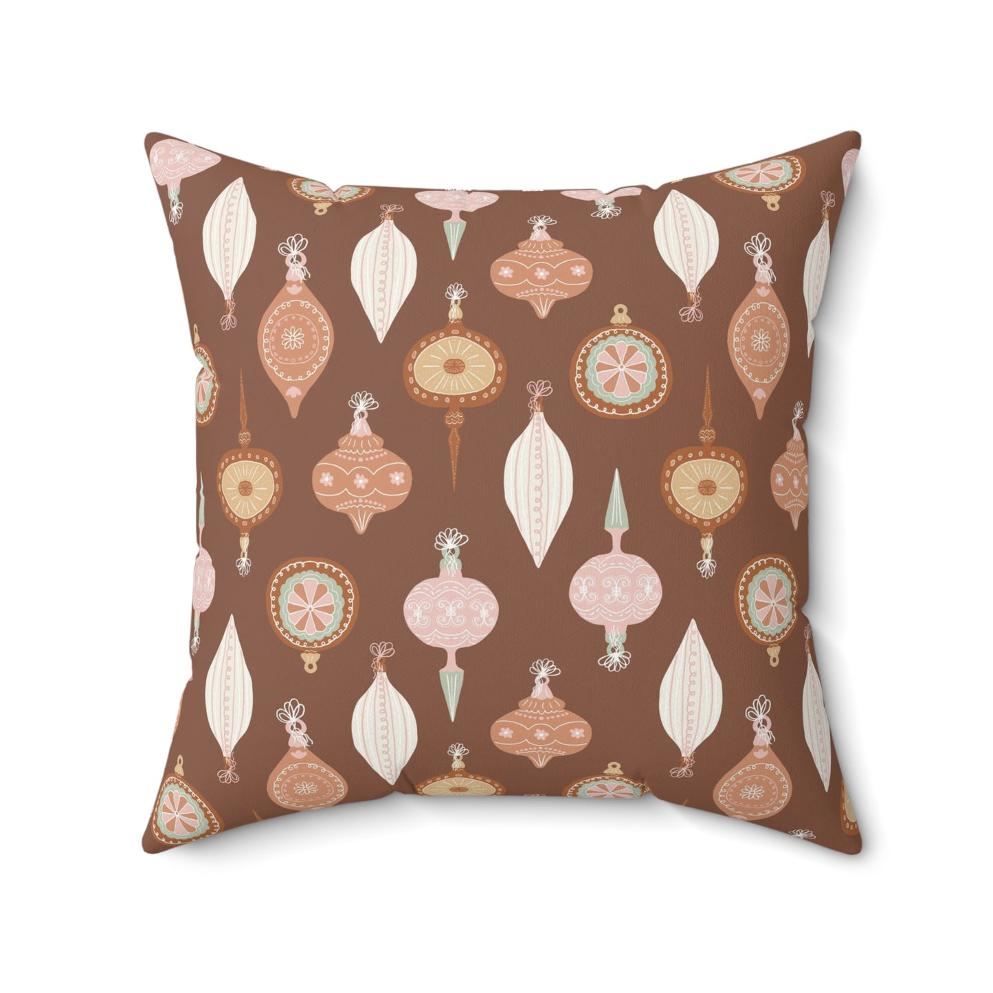 Boho Brown Christmas Ornaments/ Holiday Polyester Square Pillow