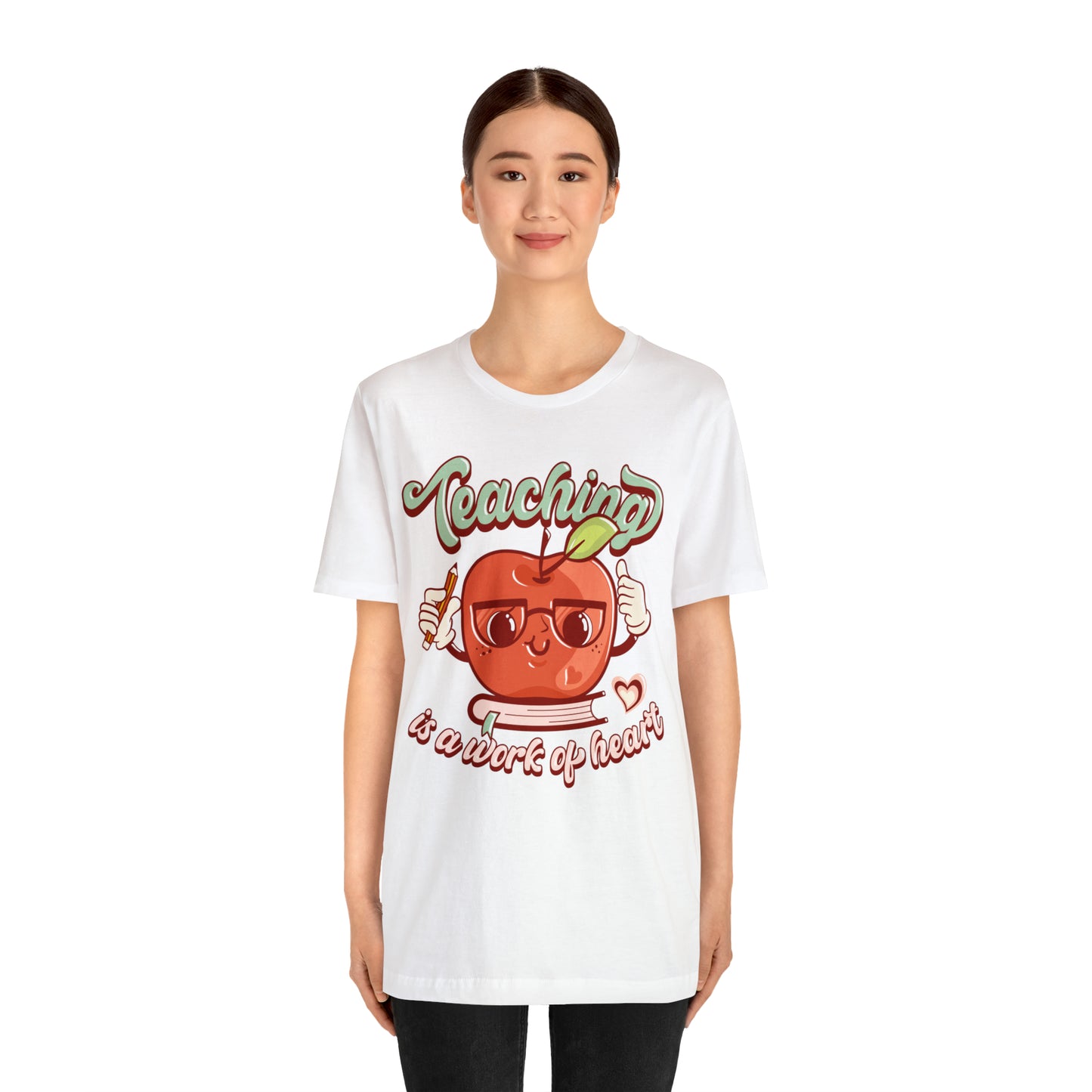 Vintage Teaching is a Work of Heart Unisex Jersey Short Sleeve Tee