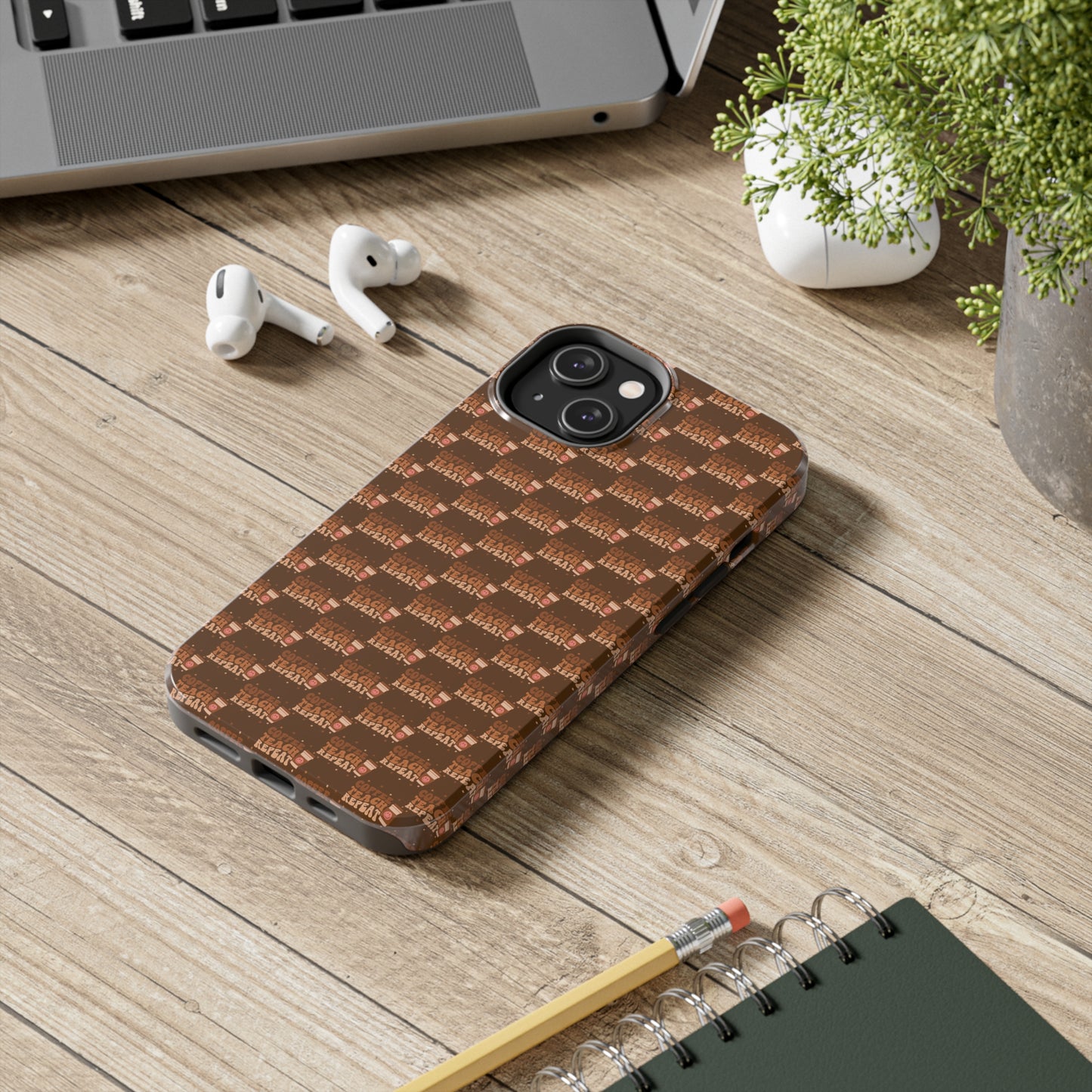 Coffee Teach Repeat Patterned Tough Phone Cases