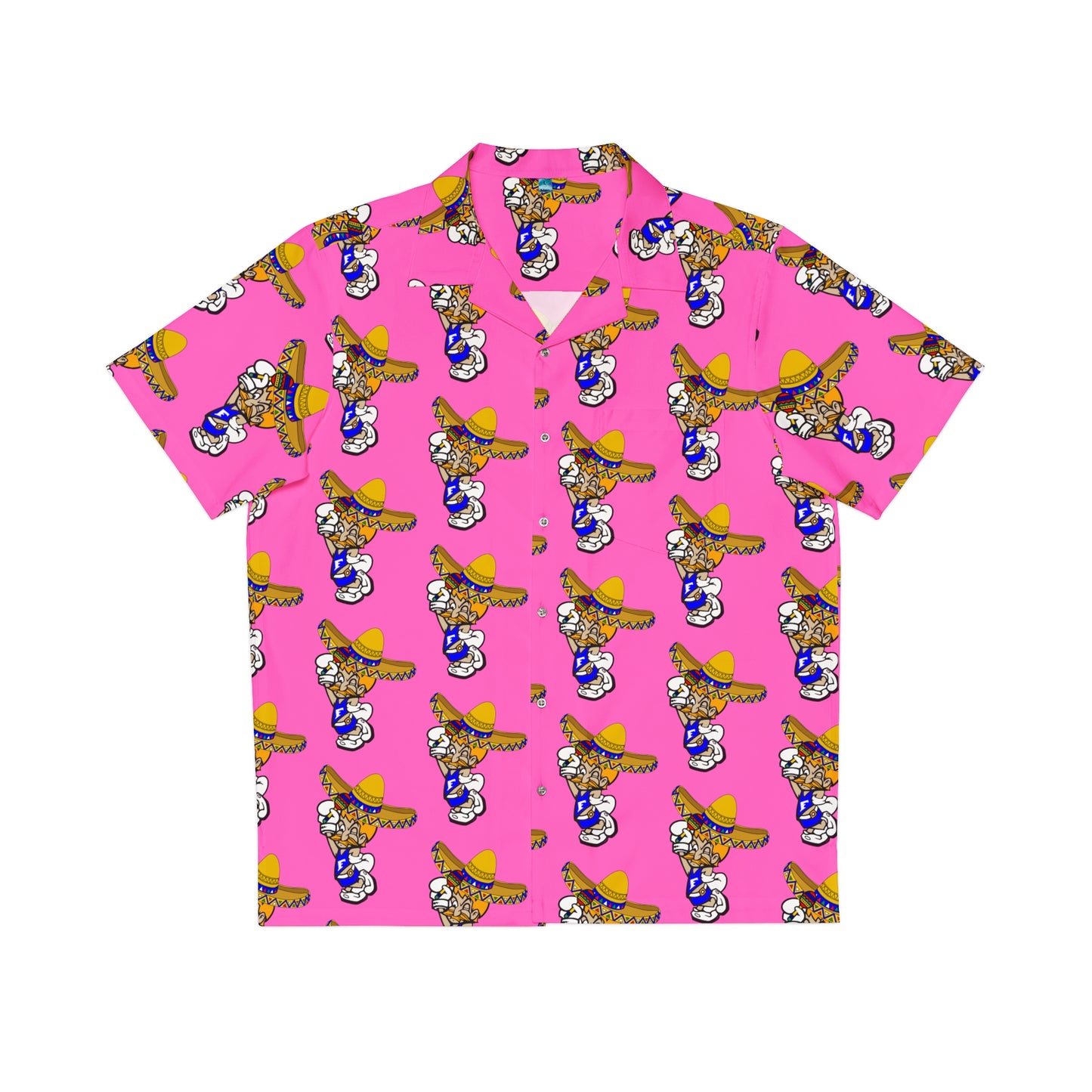 Freeburg Sombrero Midget Men's Hawaiian Shirt - Neon Pink