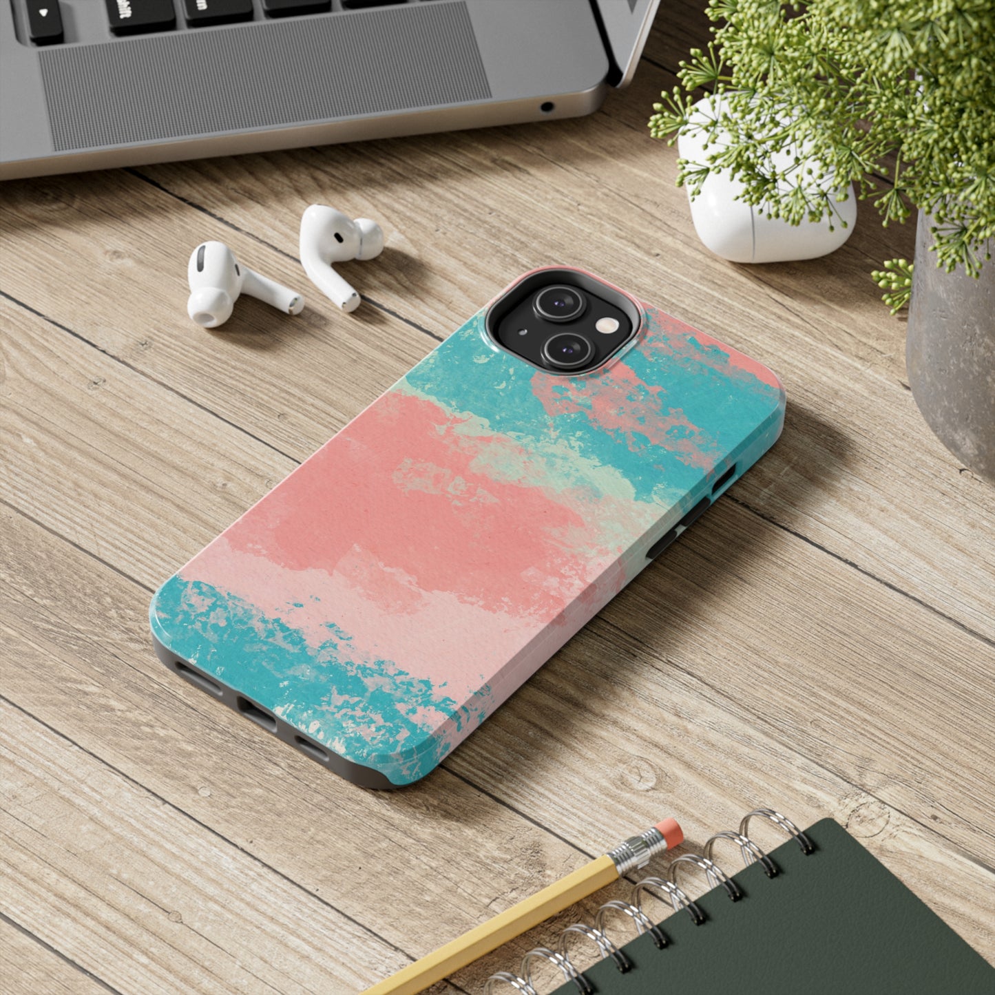 Pink and Turquoise Water Color Tough Phone Cases