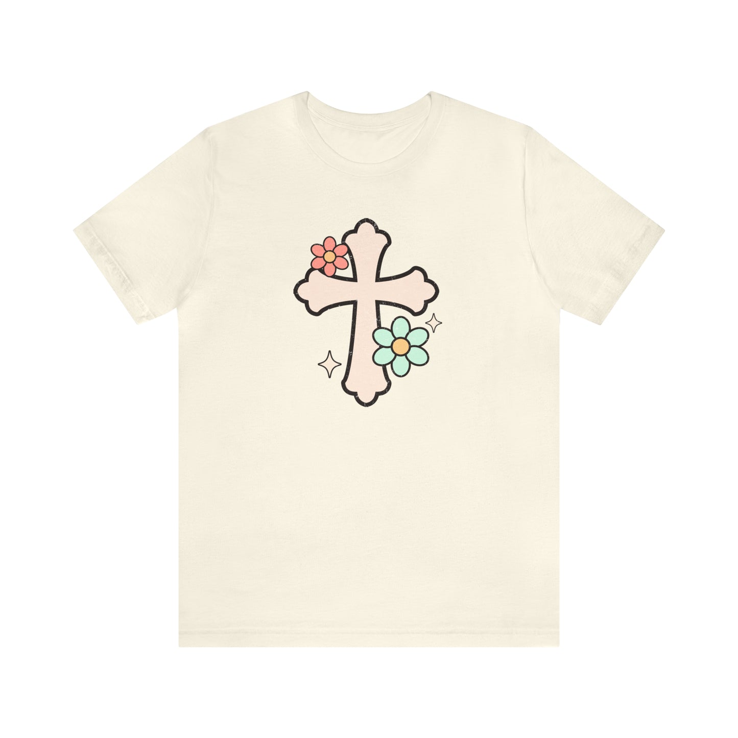 Vintage Floral Boho Cross T-Shirt