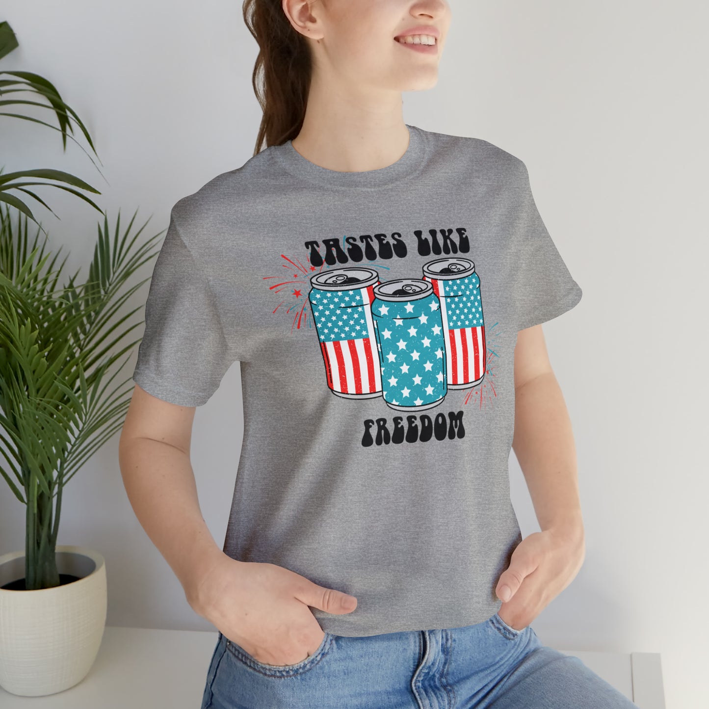 American USA Tastes Like Freedom Beverage Can Unisex Jersey Short Sleeve Tee