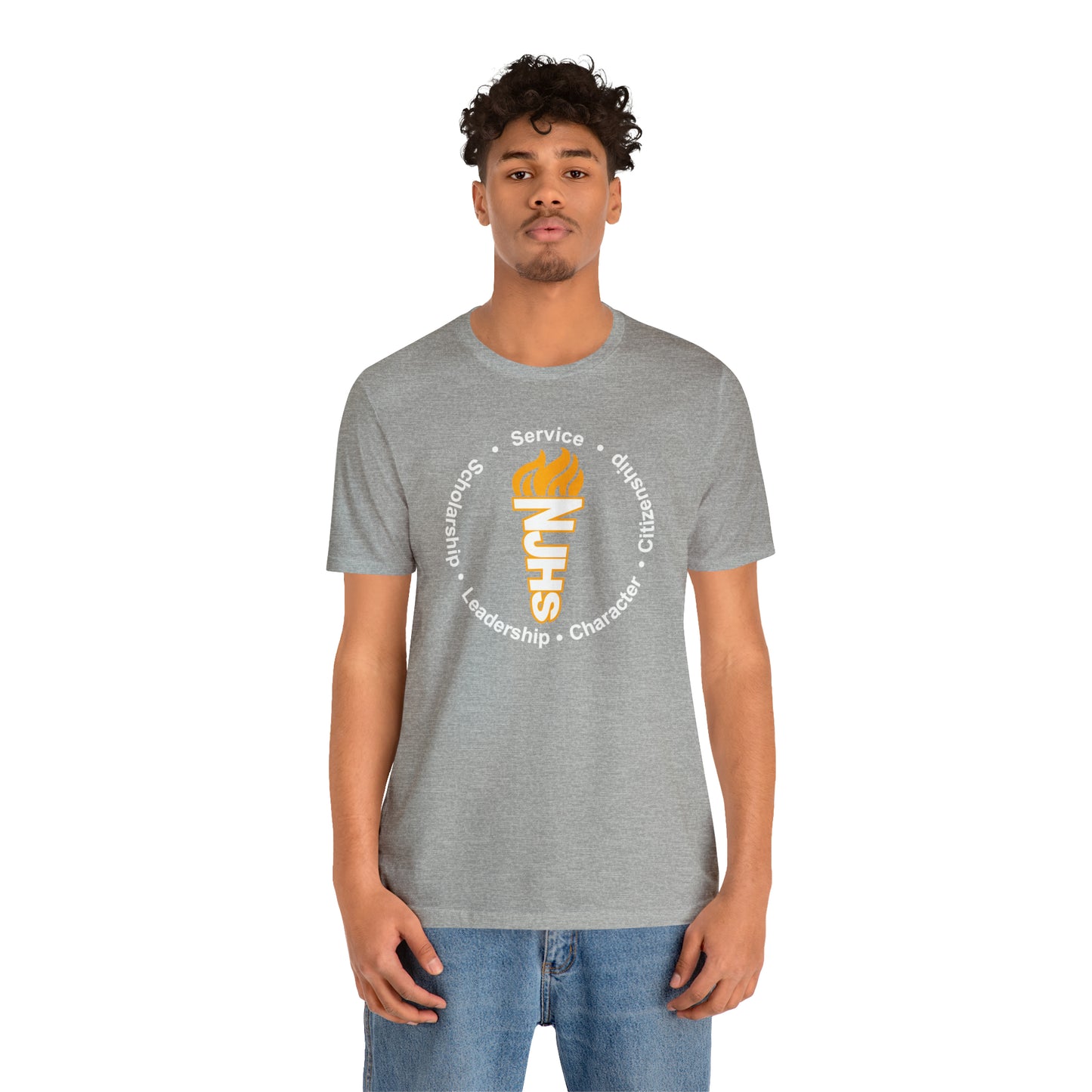 NJHS National Junior Honor Society Service Citizenship Character Leadership Scholarship Circular Torch Bella Jersey Short Sleeve Tee (Unisex)