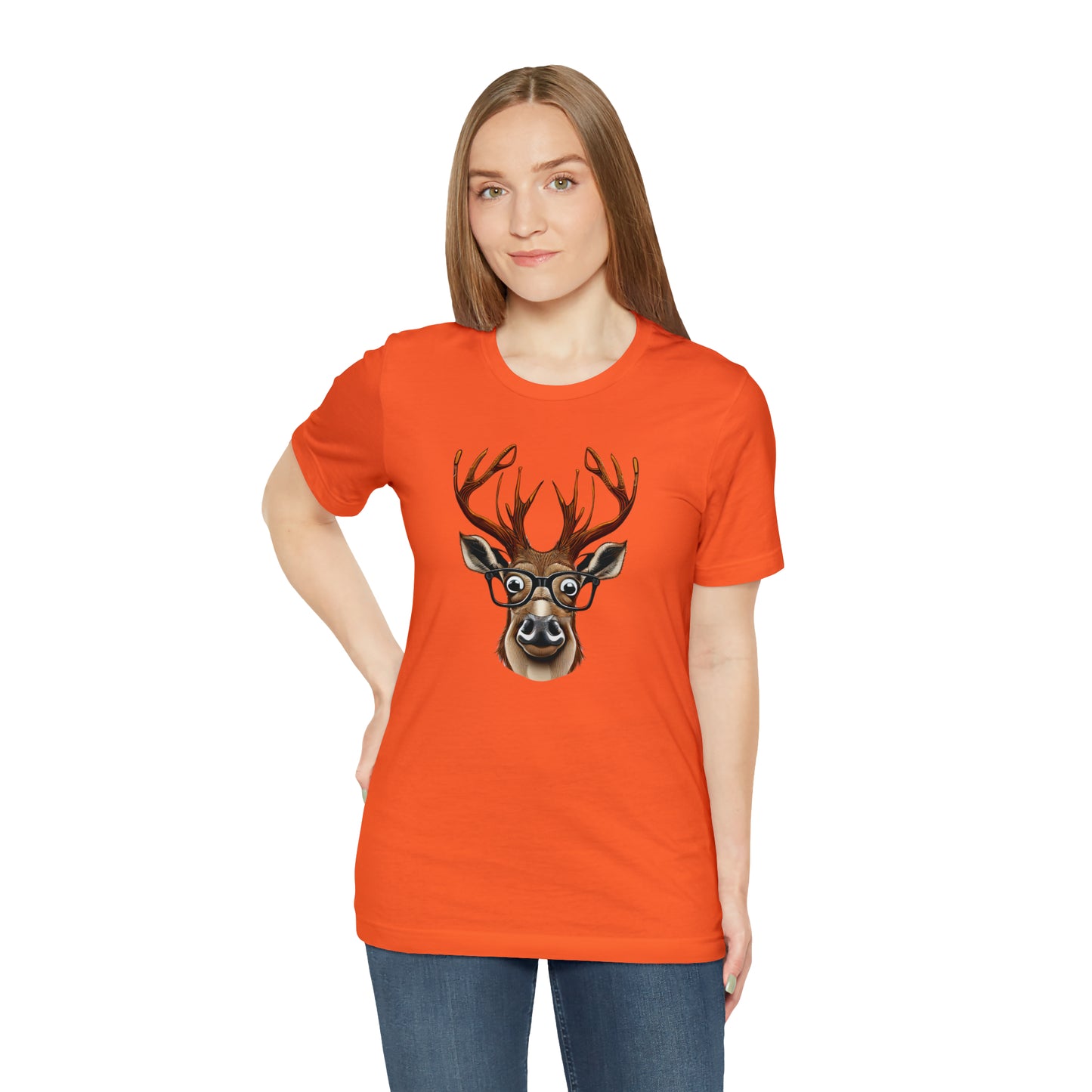 Deer/ Reindeer with Glasses Country and Christmas Unisex Jersey Short Sleeve Tee