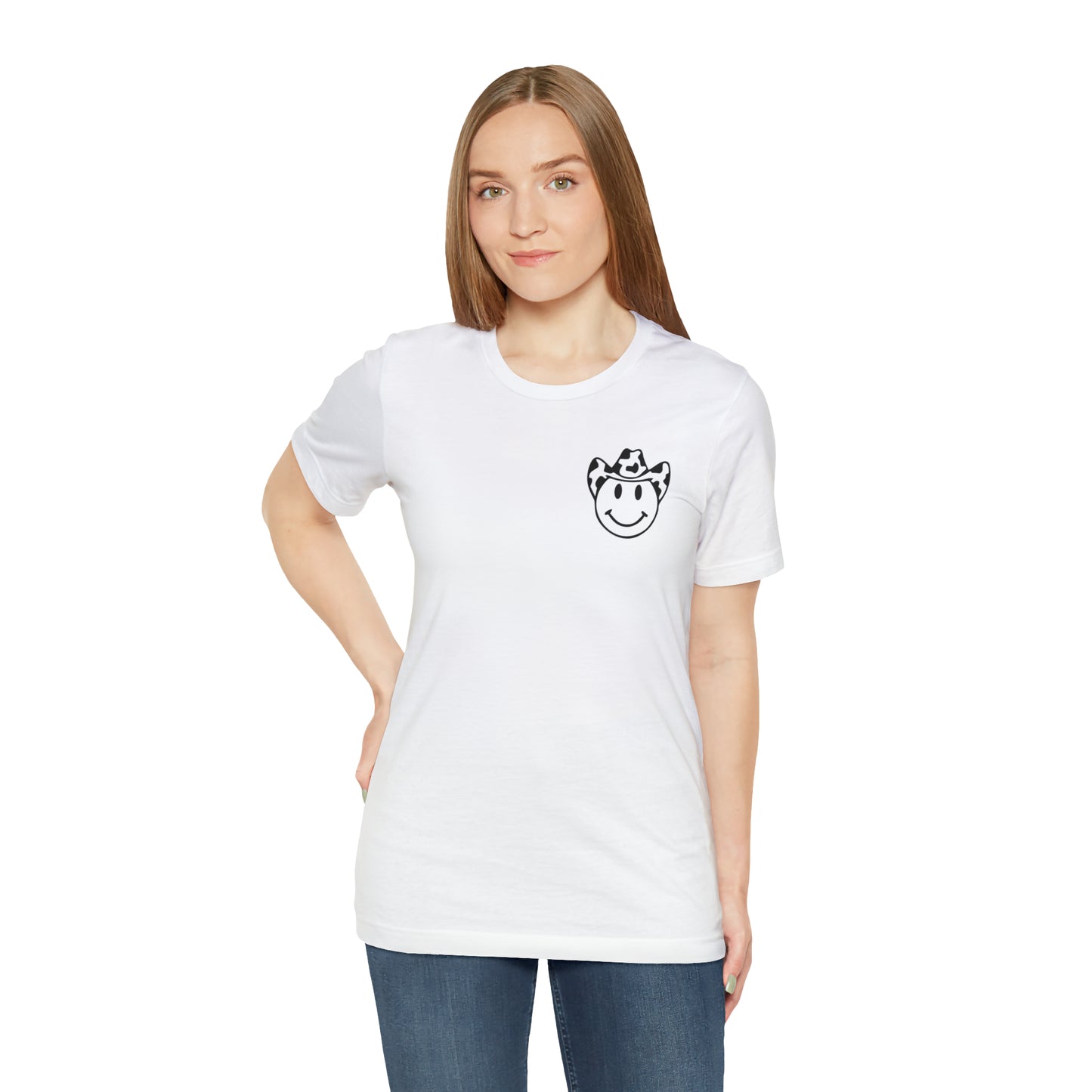 "Smiley Face HOWDY"  (Front and Back Design)  Unisex Jersey Short Sleeve Tee