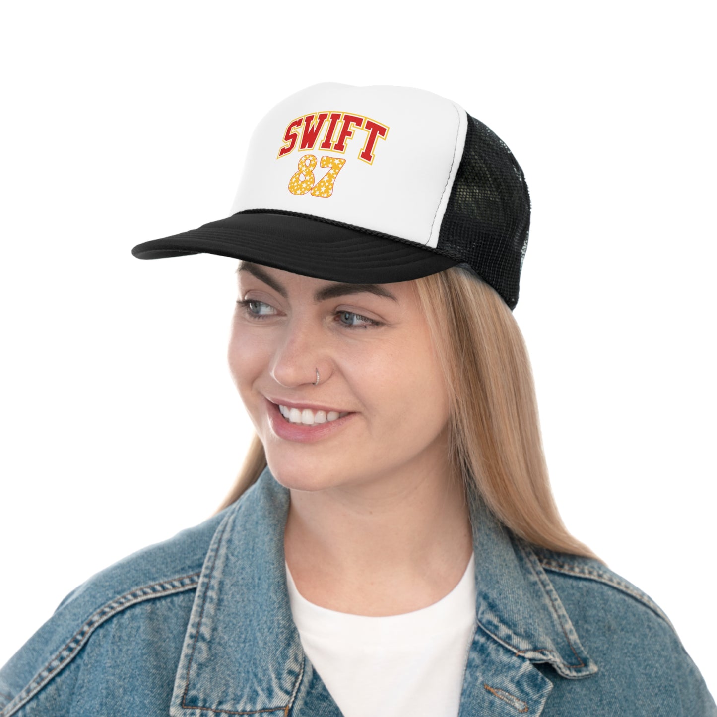 Swift 87 White and Yellow Stars Tall Trucker Caps