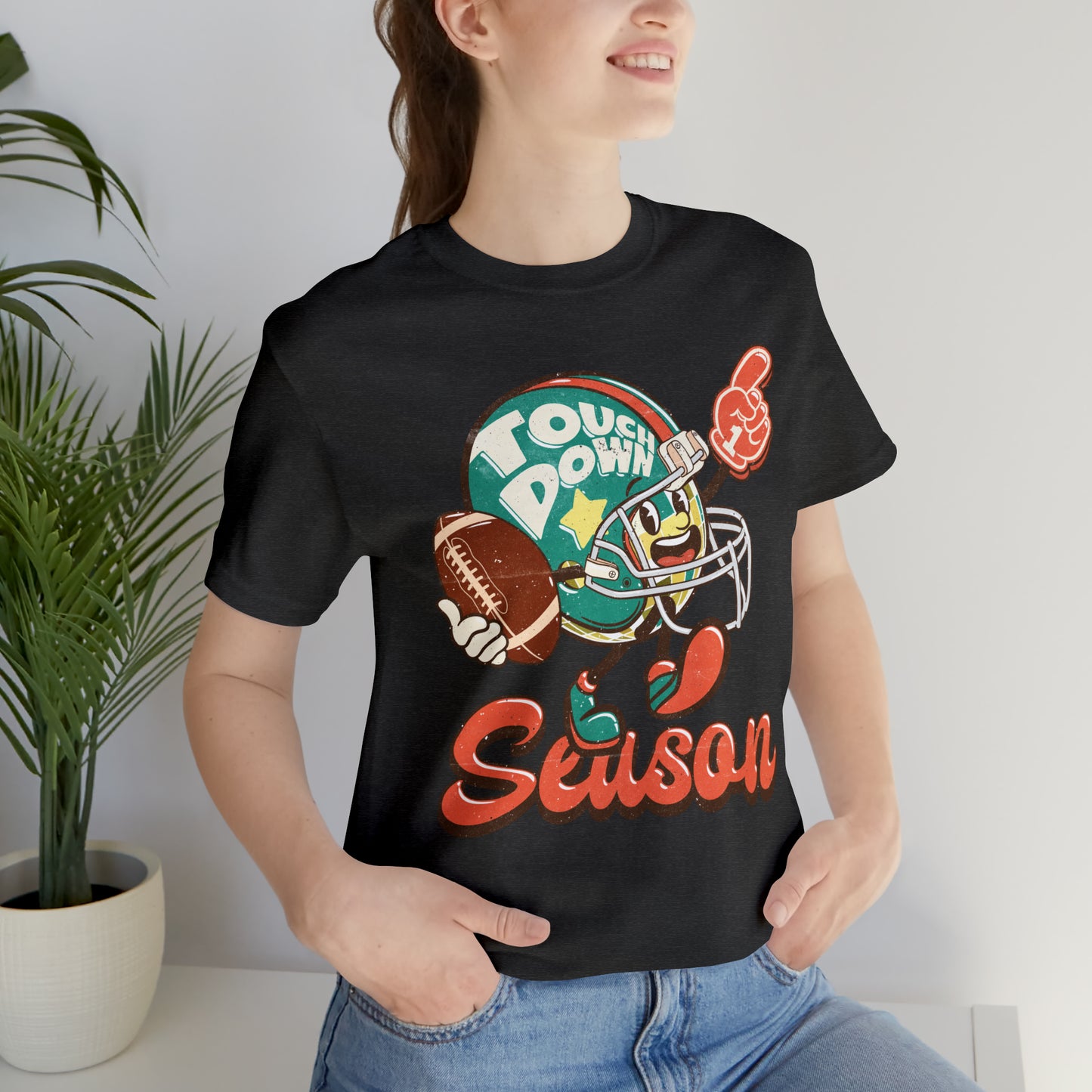 Football Season Football Helmet Character Holding Football T-Shirt