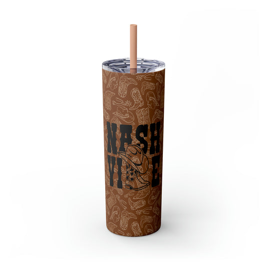 Kick Up the Boots Nashville Themed Skinny Tumbler with Straw, 20oz