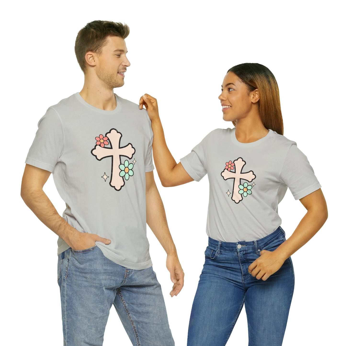 Vintage Floral Boho Cross T-Shirt