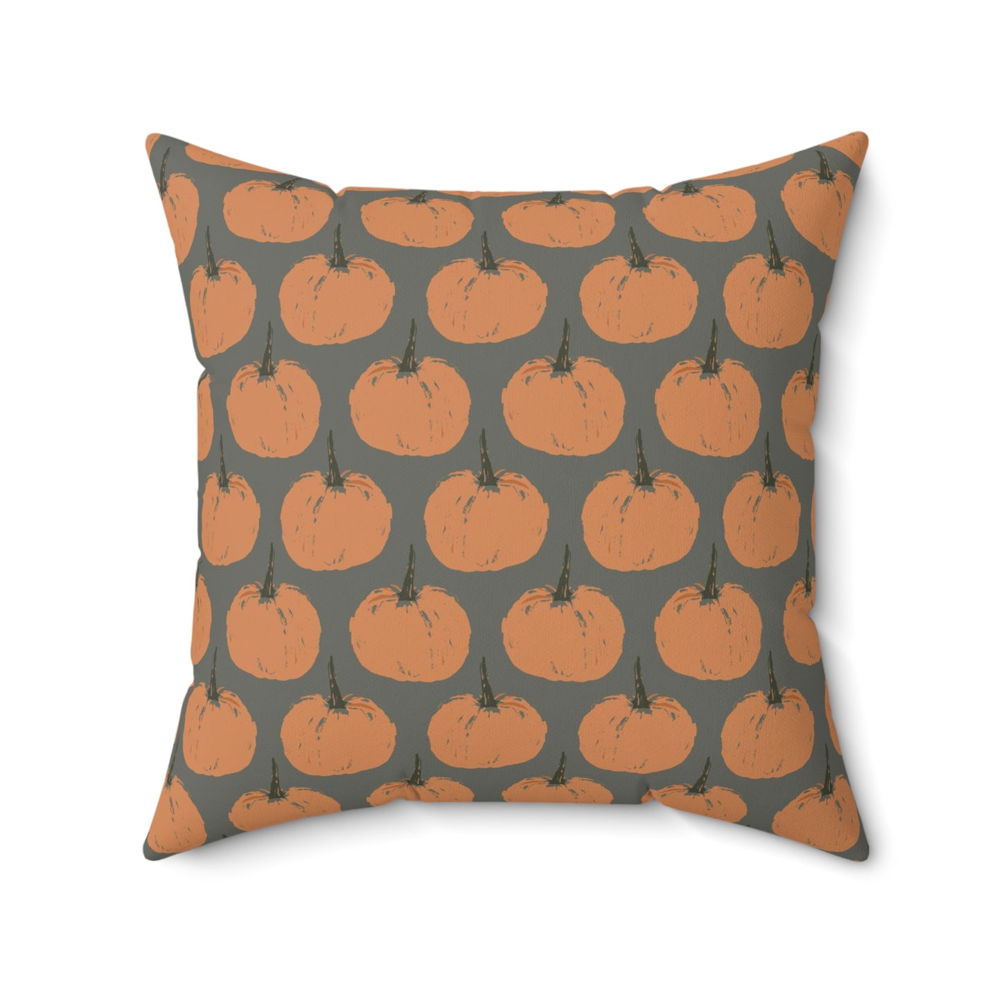 Simple Pumpkin Green Fall/ Halloween Spun Polyester Square Pillow