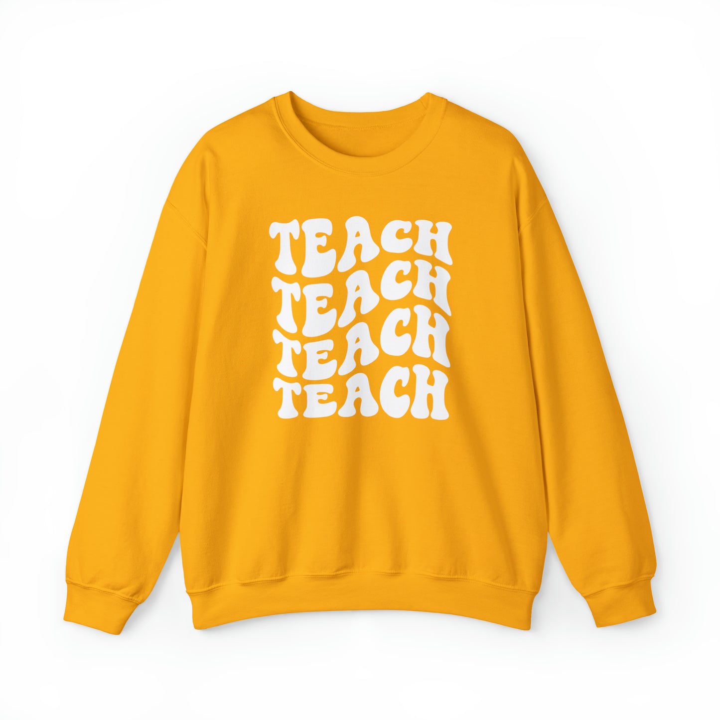 Teach Teach Teach Teach White Logo Unisex Heavy Blend™ Crewneck Sweatshirt