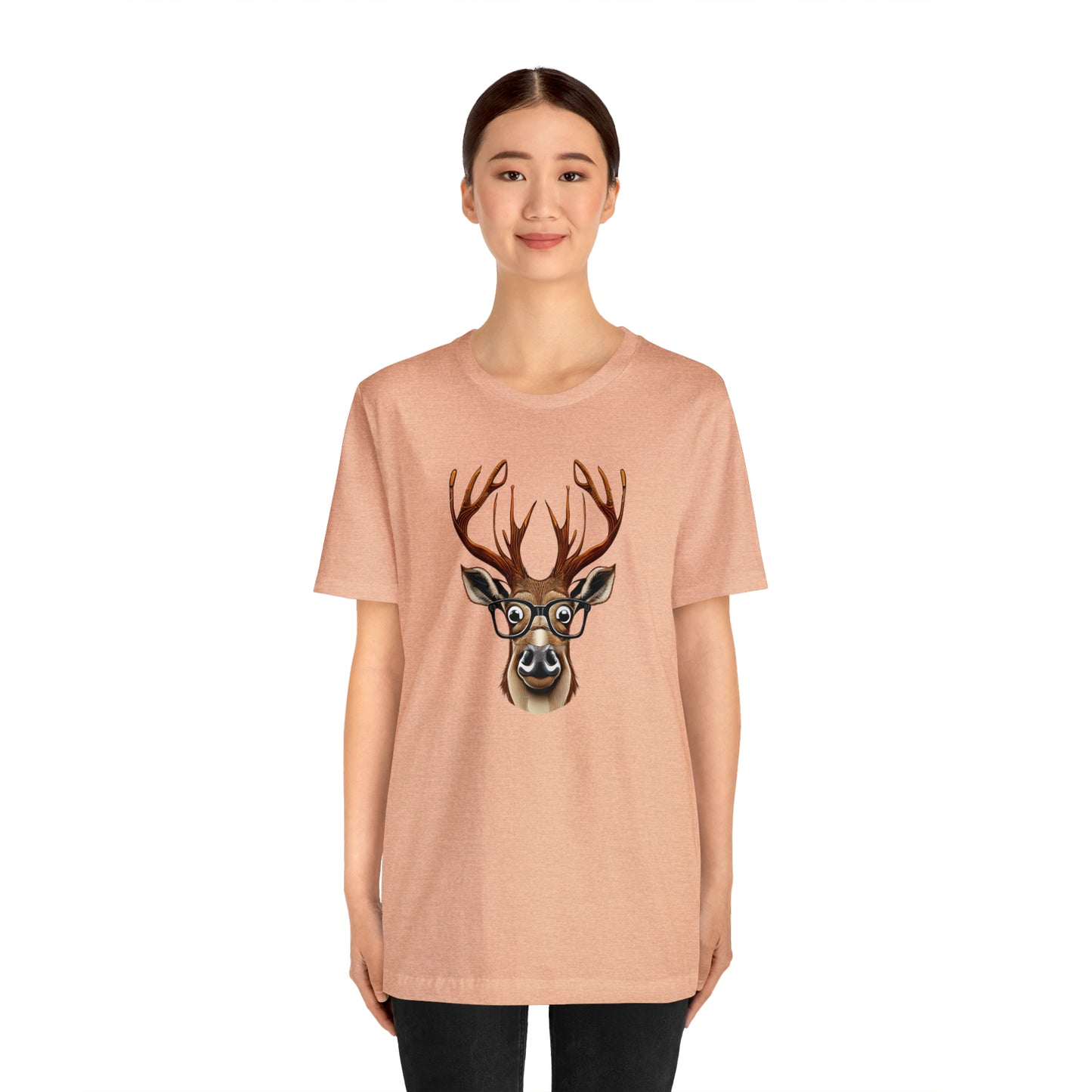 Deer/ Reindeer with Glasses Country and Christmas Unisex Jersey Short Sleeve Tee