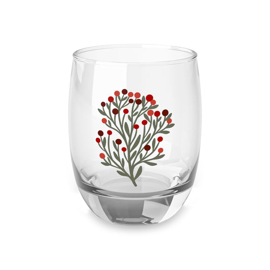 Christmas Berry Greenery Whiskey Glass