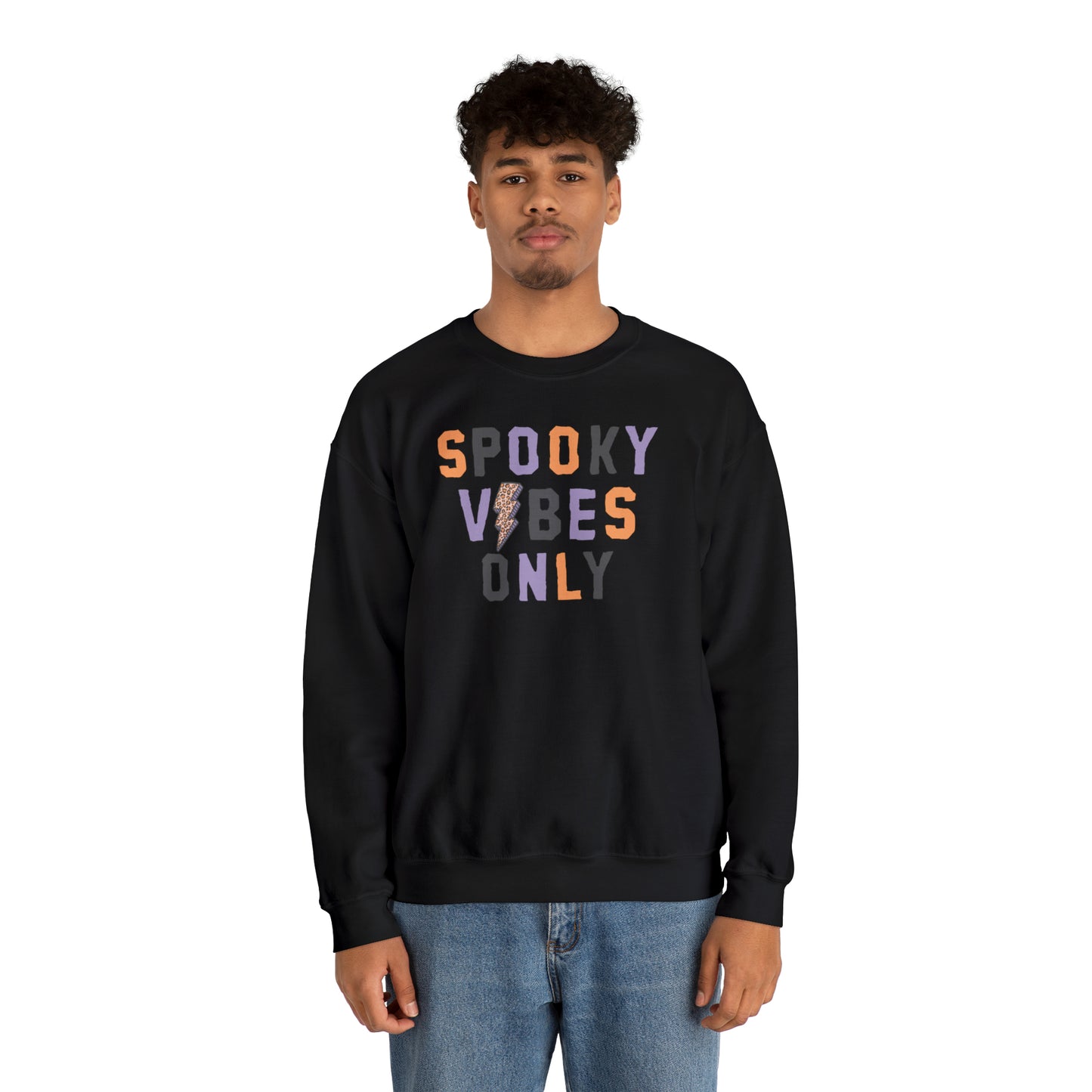 Spooky Vibes Fall Halloween Retro Warm Colored  Unisex Heavy Blend™ Crewneck Sweatshirt