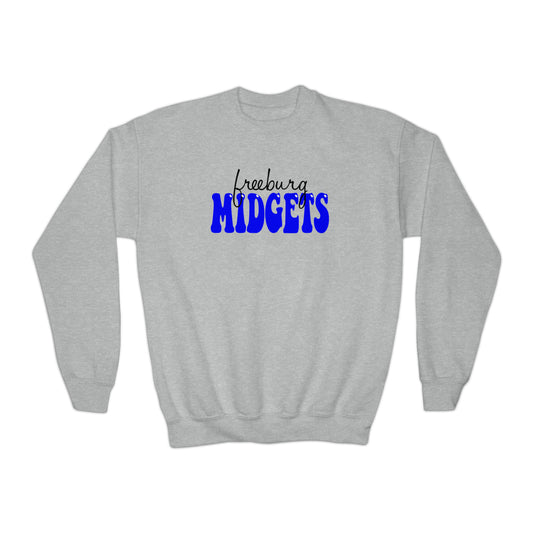 YOUTH - Freeburg Midgets Cursive and Bubble Logo Youth Crewneck Sweatshirt