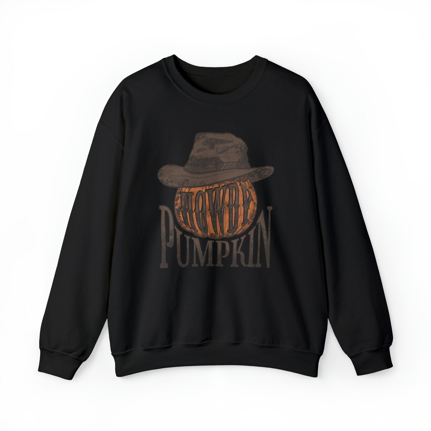 Howdy Pumpkin Fall Halloween Retro Warm Colored  Unisex Heavy Blend™ Crewneck Sweatshirt