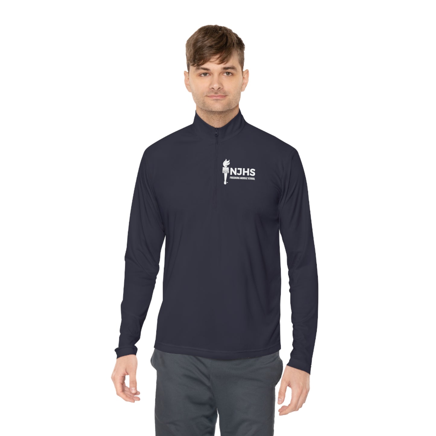 Freeburg Middle School NJHS White Print Unisex Quarter-Zip Pullover