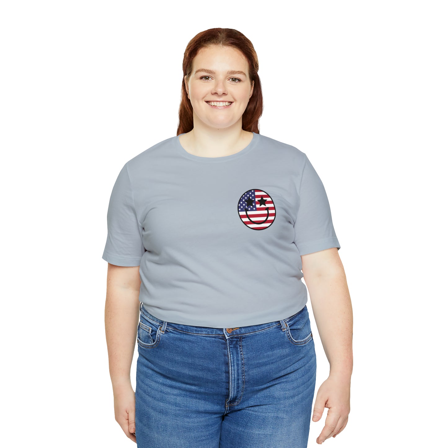 "Jesus Christ Stars and Stripes" (Front and Back Design) Unisex Jersey Short Sleeve Tee