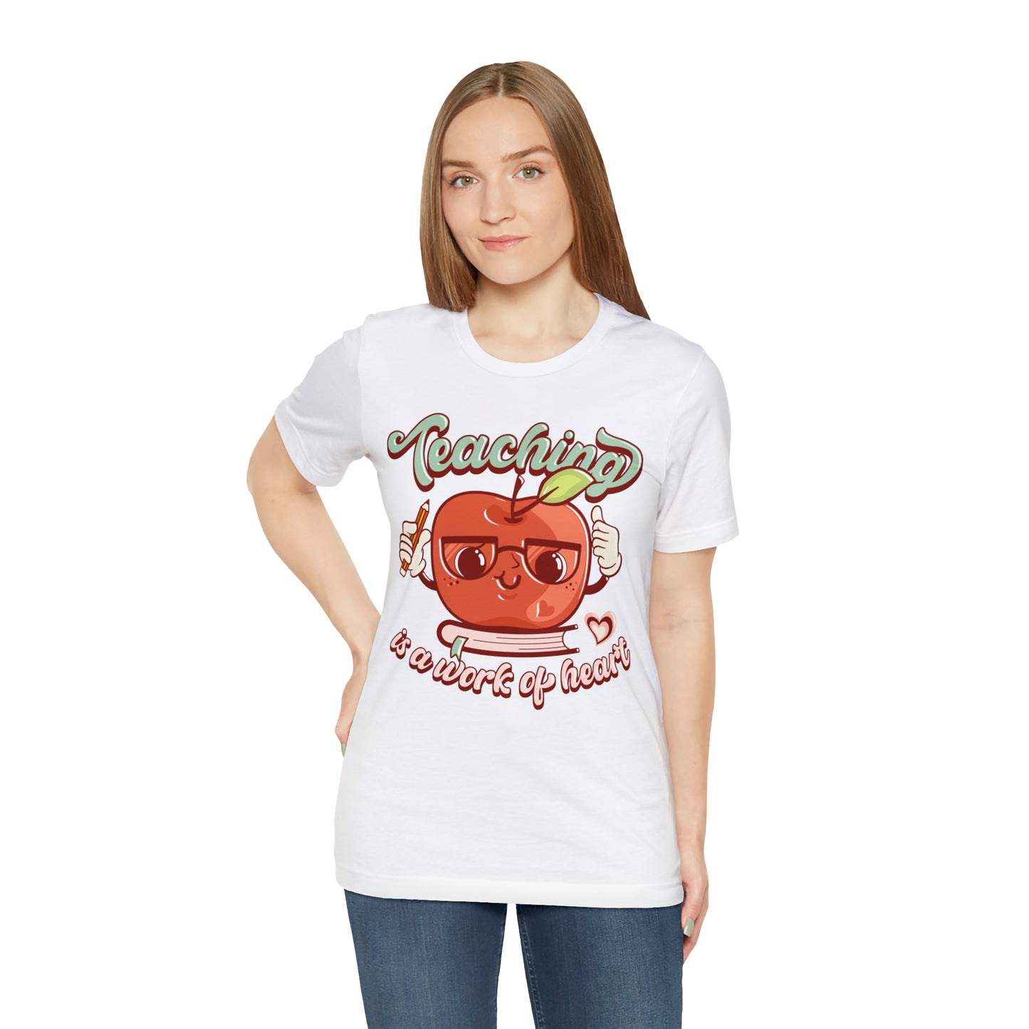 Vintage Teaching is a Work of Heart Unisex Jersey Short Sleeve Tee