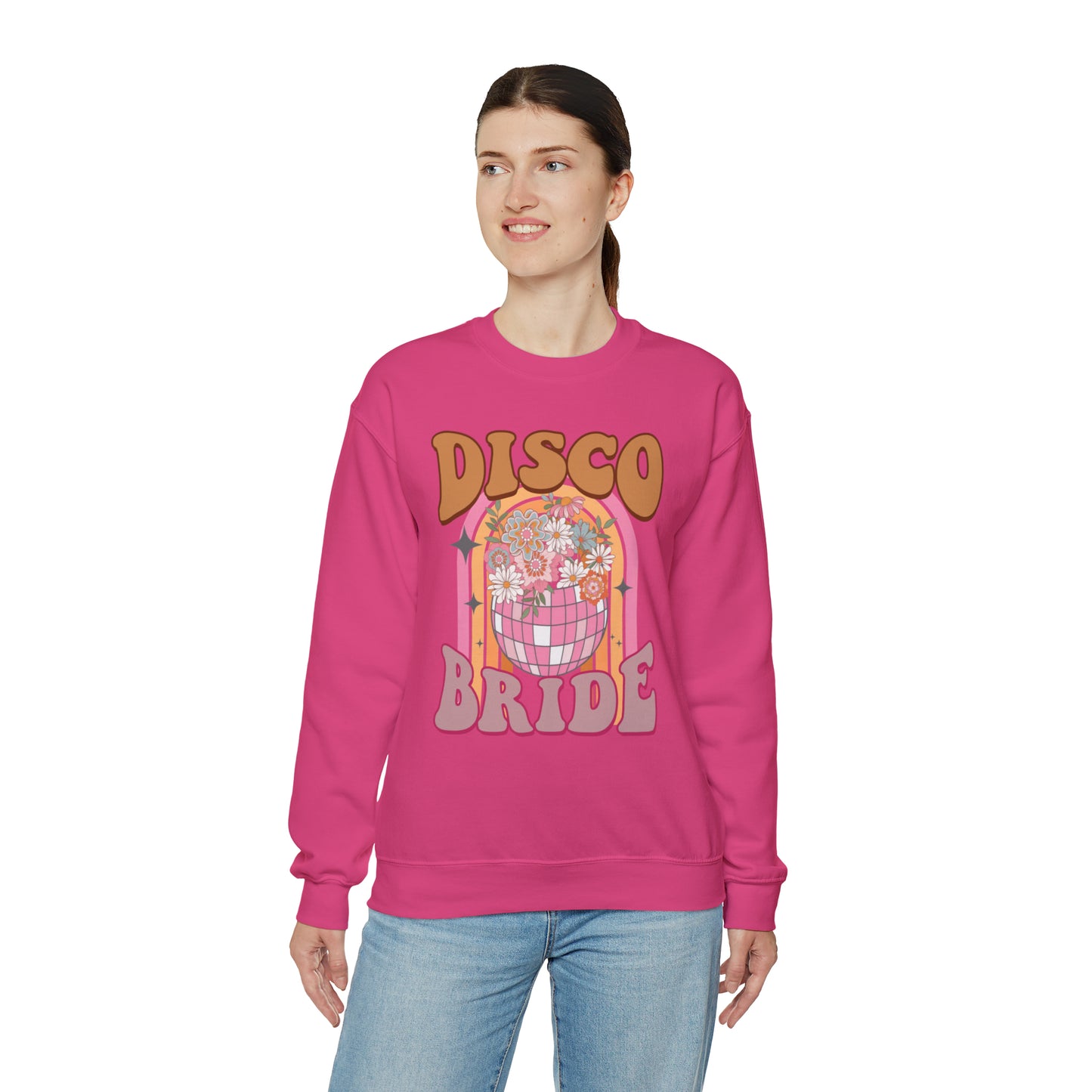 Retro Disco Bride Mirror Ball Bride Unisex Heavy Blend™ Crewneck Sweatshirt