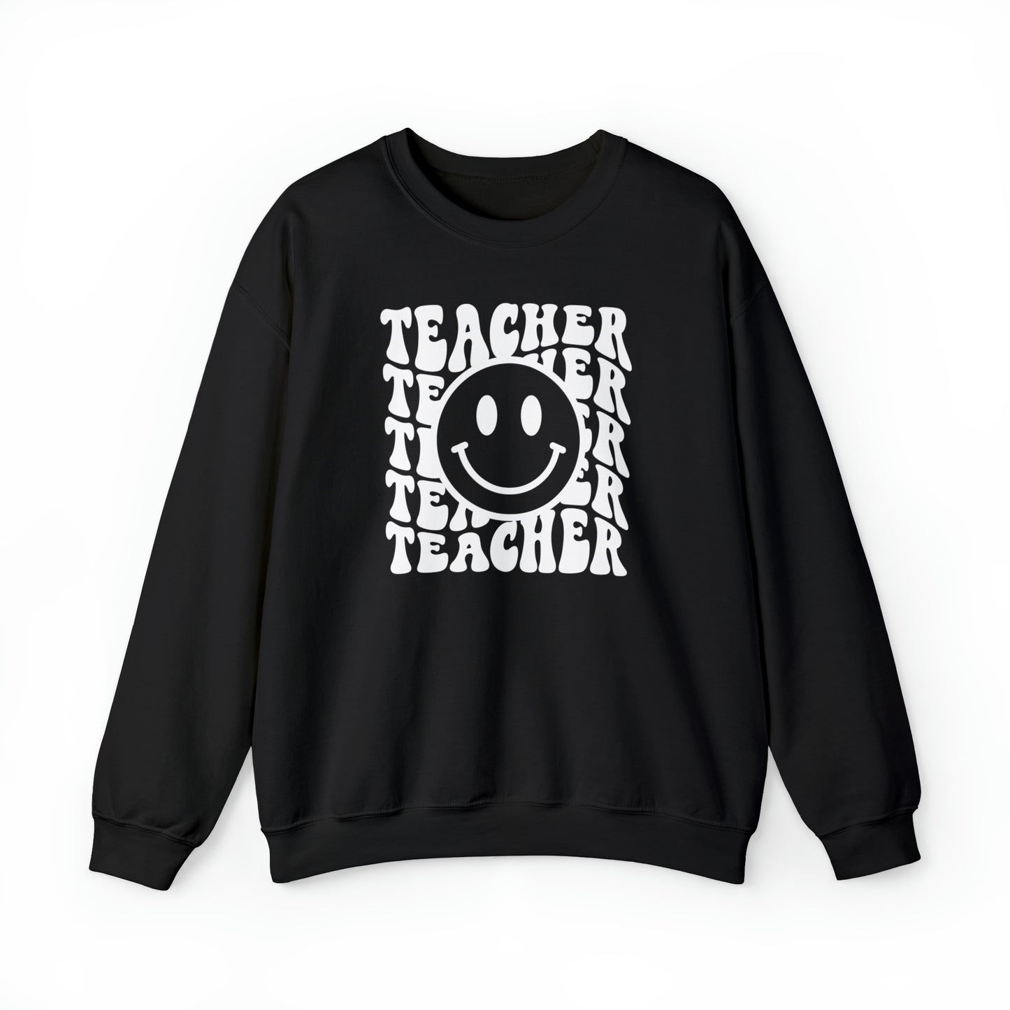 Teacher with Smiley Face White Logo Unisex Heavy Blend™ Crewneck Sweatshirt