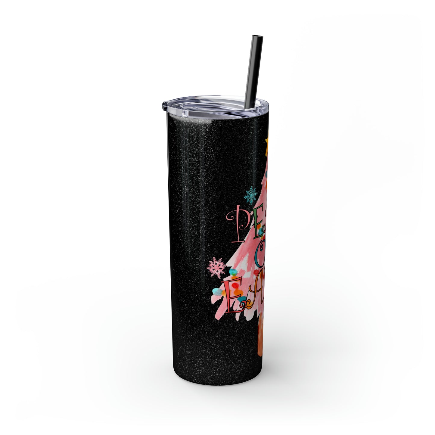 Peace on Earth Christmas/ Holiday Skinny Tumbler with Pick your Color Straw, 20oz