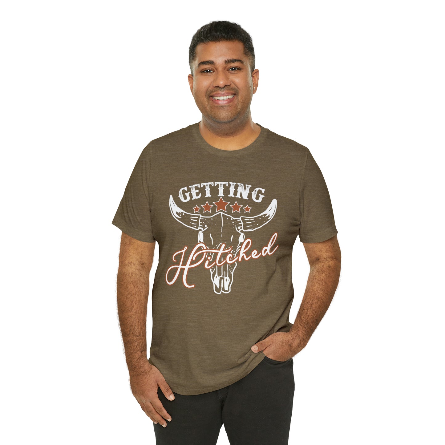 Vintage Getting Hitched Bride/ Groom T-Shirt - White Design