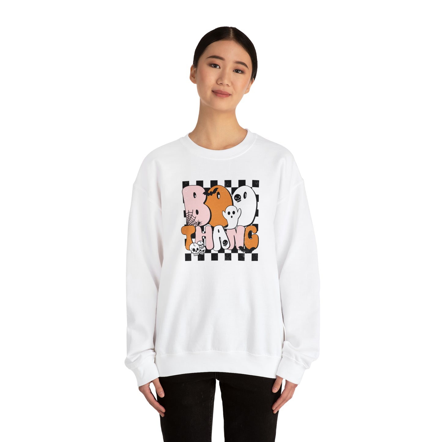 Boo Thang Fall Halloween Retro Warm Colored  Unisex Heavy Blend™ Crewneck Sweatshirt