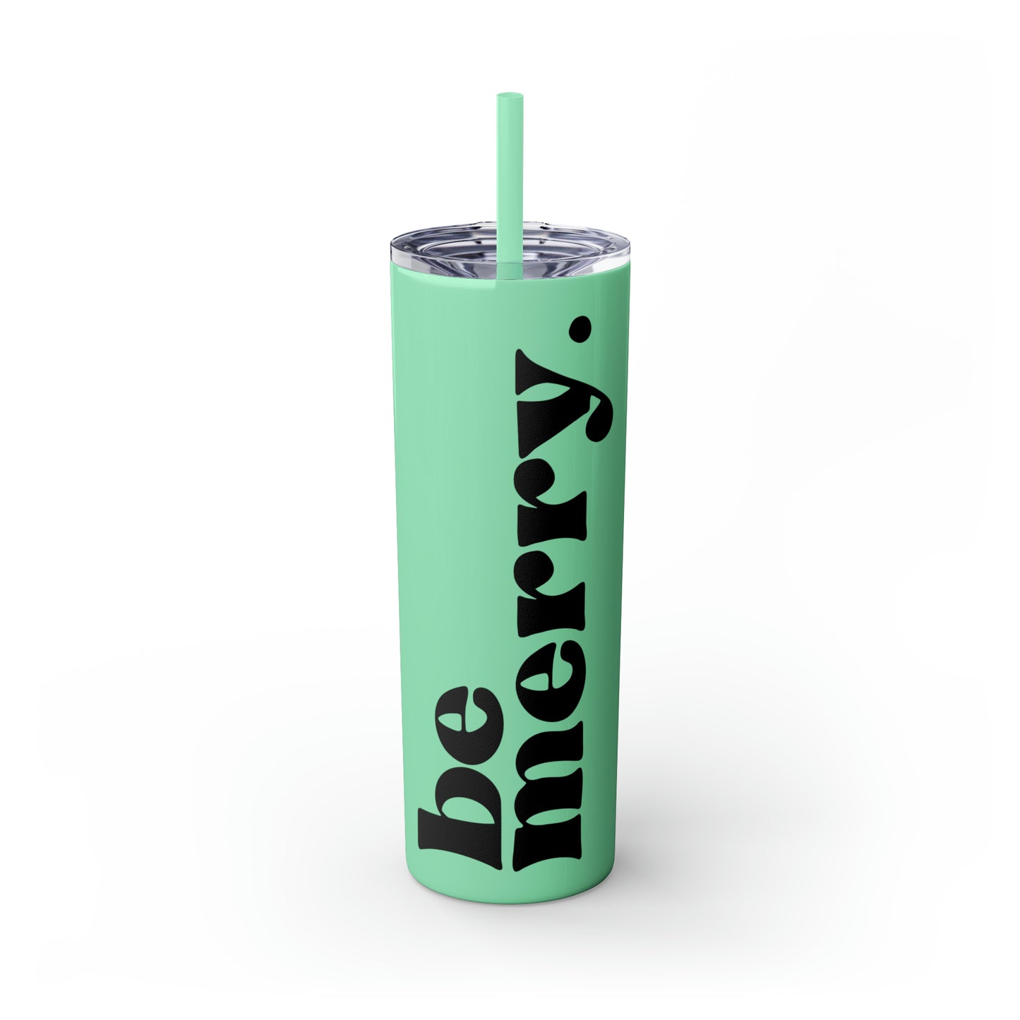 be merry Christmas/ Holiday Skinny Tumbler with Pick your Color Straw, 20oz