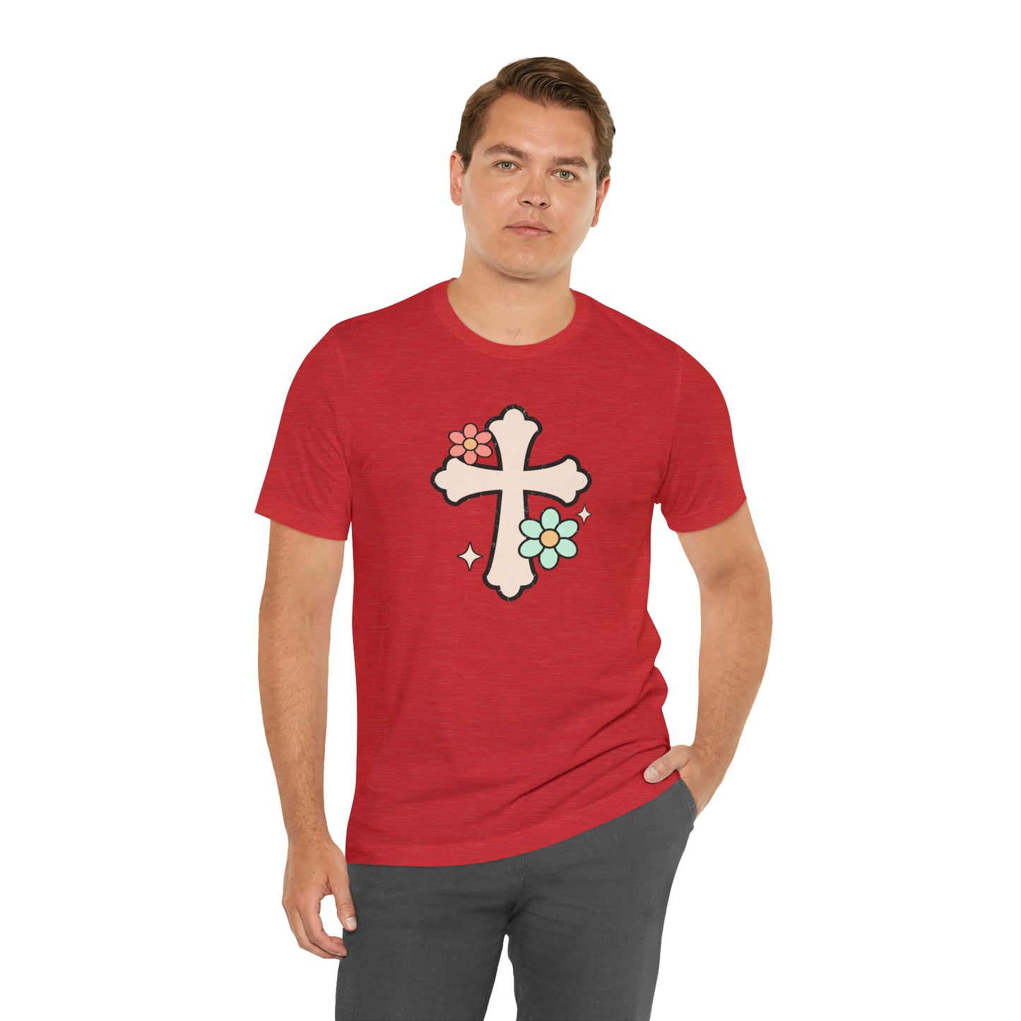 Vintage Floral Boho Cross T-Shirt