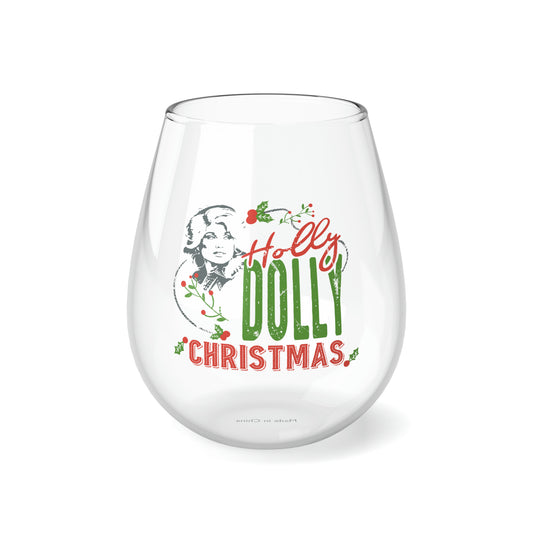 Holly Dolly Christmas Stemless Wine/ Glass, 11.75oz