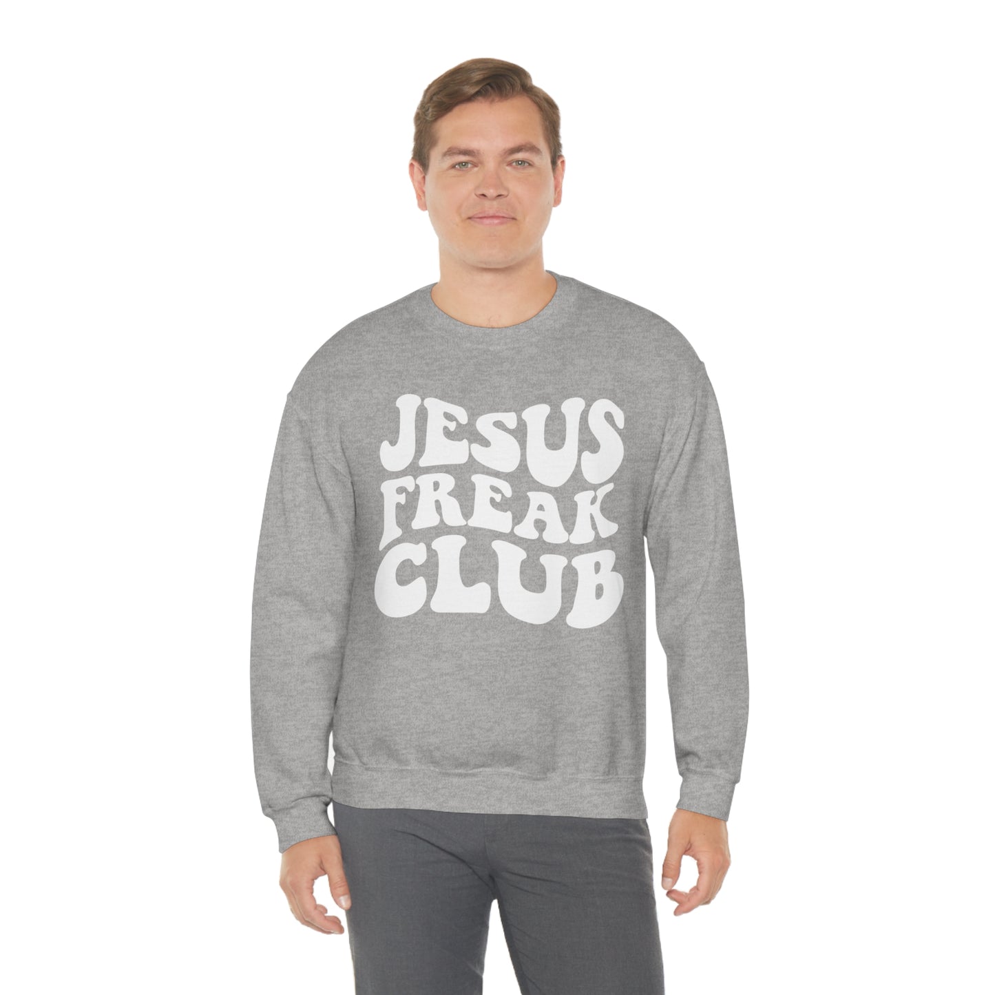 Vintage Jesus Freak Club White Logo Unisex Heavy Blend™ Crewneck Sweatshirt