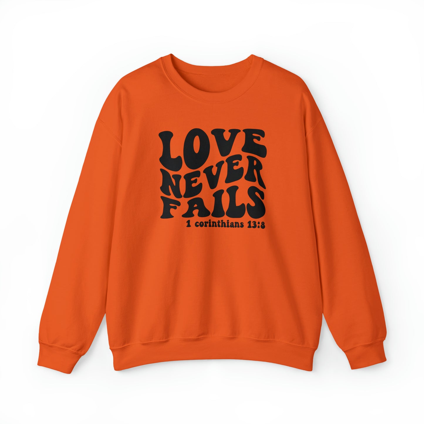 Love Never Fails Black Logo Unisex Heavy Blend™ Crewneck Sweatshirt