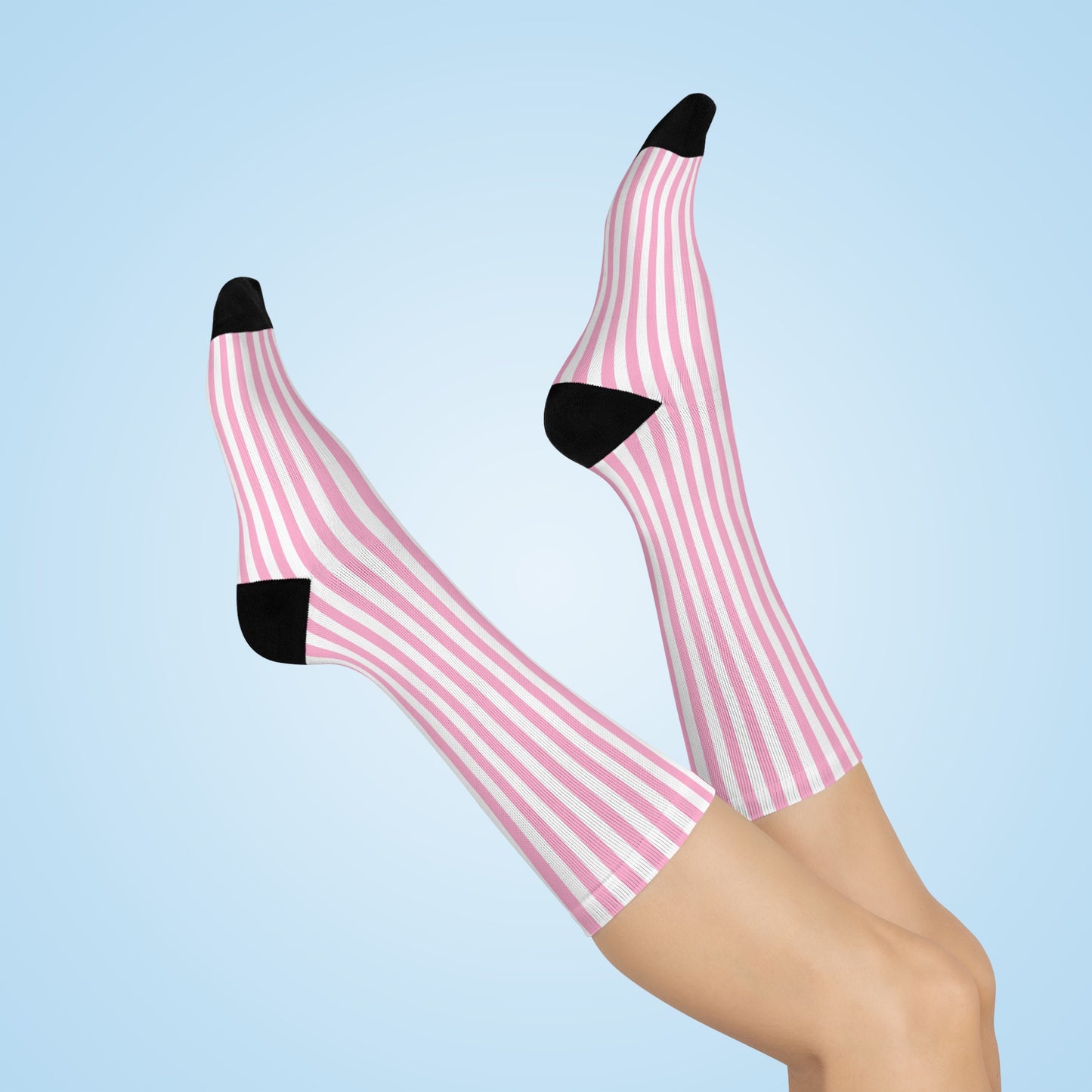 Pink Striped Pink Out Cushioned Crew Socks - White