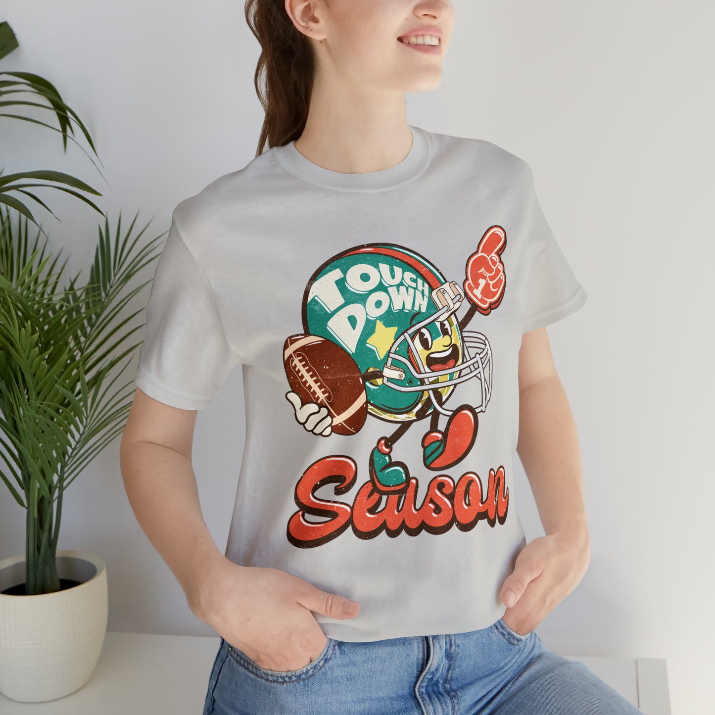 Football Season Football Helmet Character Holding Football T-Shirt