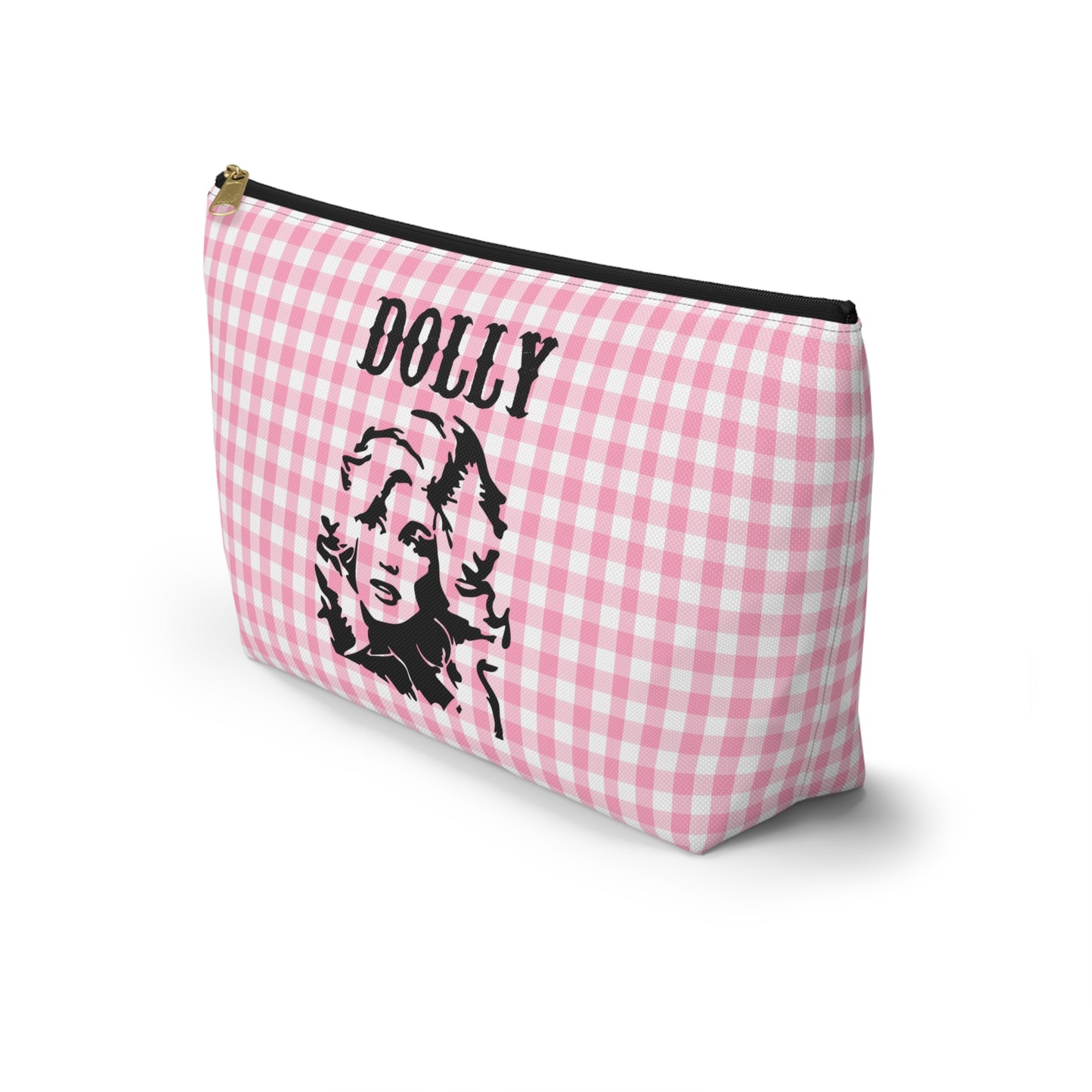 Dolly Portrait Pink Checkerboard Accessory Pouch w T-bottom