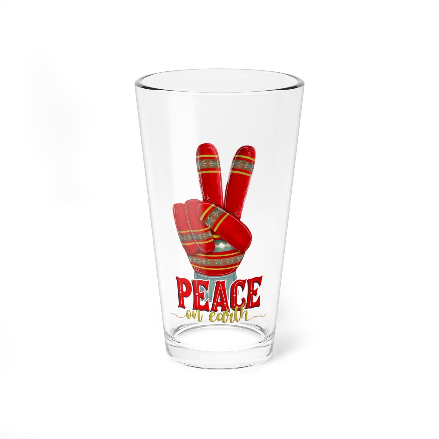 Peace on Earth Christmas Holiday Mixing Glass, 16oz